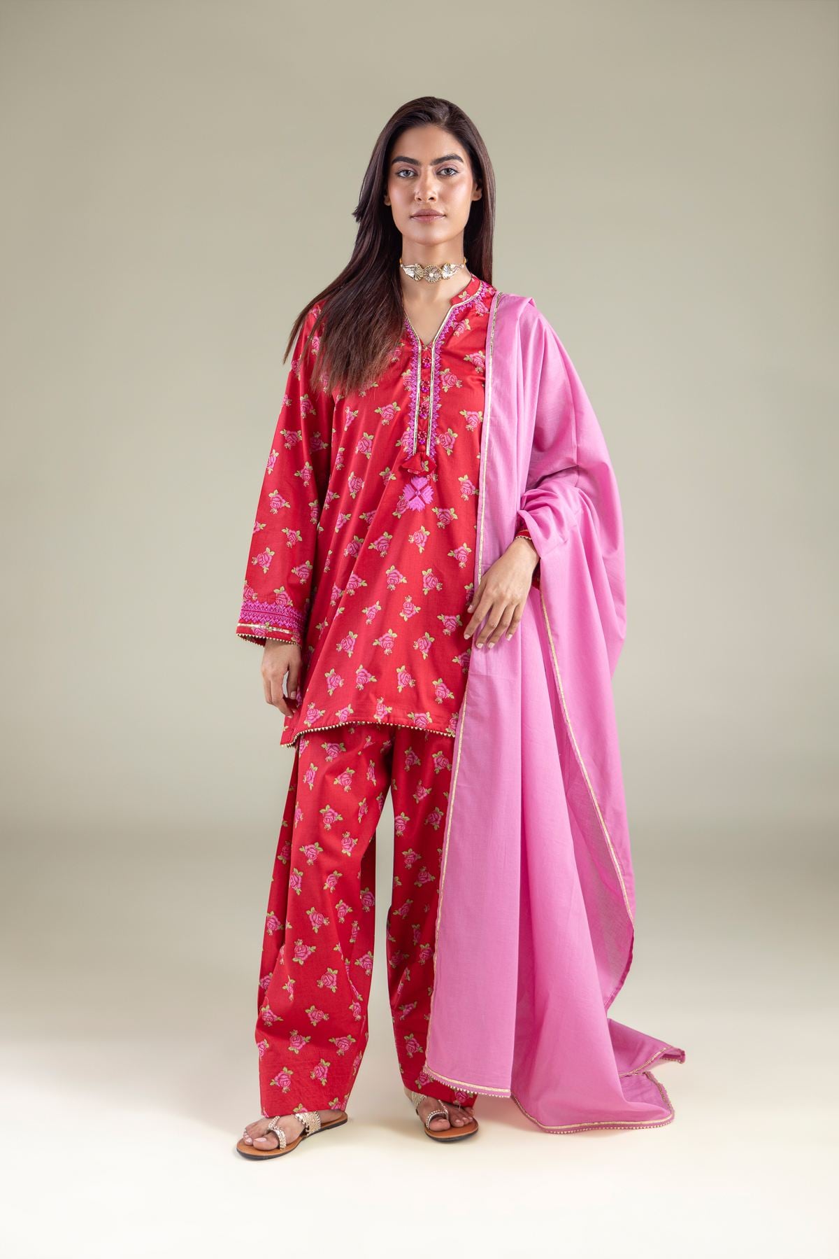 Embroidered Cambric Shalwar - 1-26-122-B-D-VG
