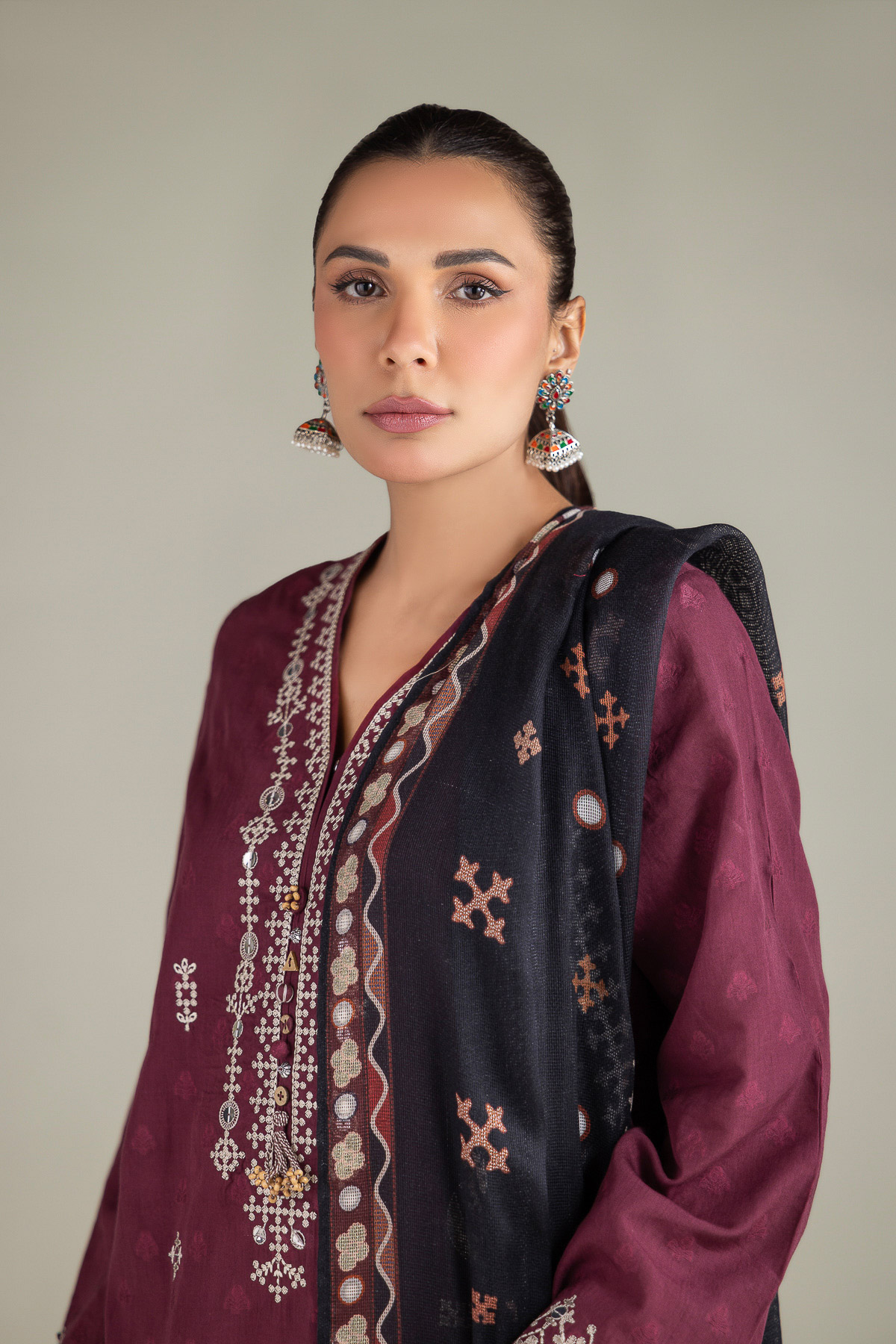 Embroidered Broshia Fabrics 3 Piece - 2-26-308-A-B1-VG