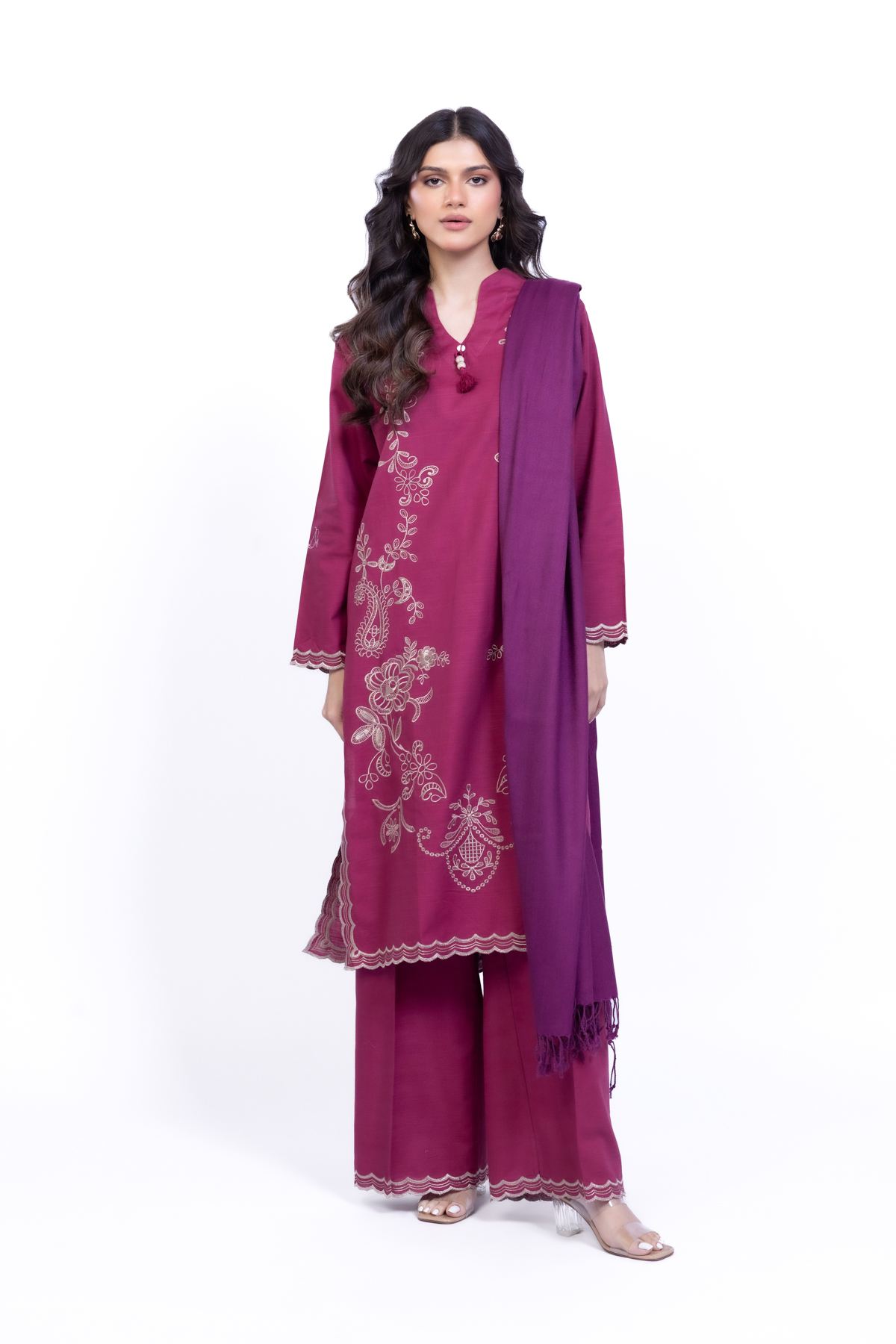 Dyed Blended Acrylic Shawl - 25-09-11E2-12TA-VG