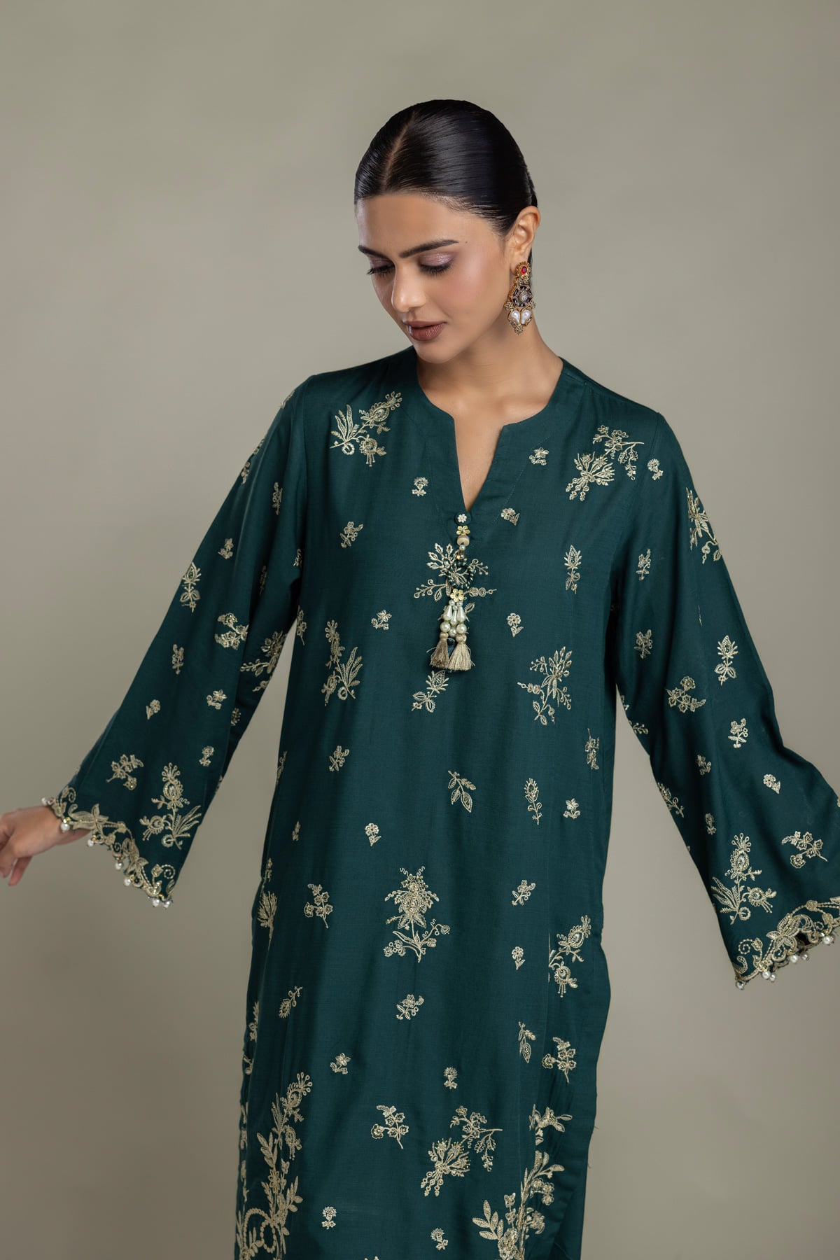 Embroidered Raw Silk Raw Silk Kurta - 2-26-418-A-H1-VG