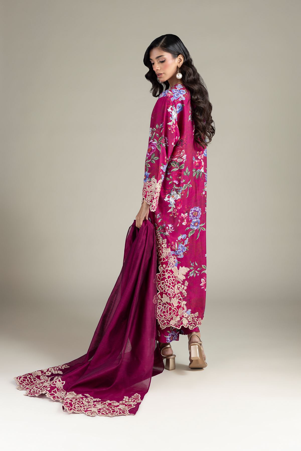Embroidered Raw Silk 3-Piece Tailored Silk - 1-26-142-A-F-VG