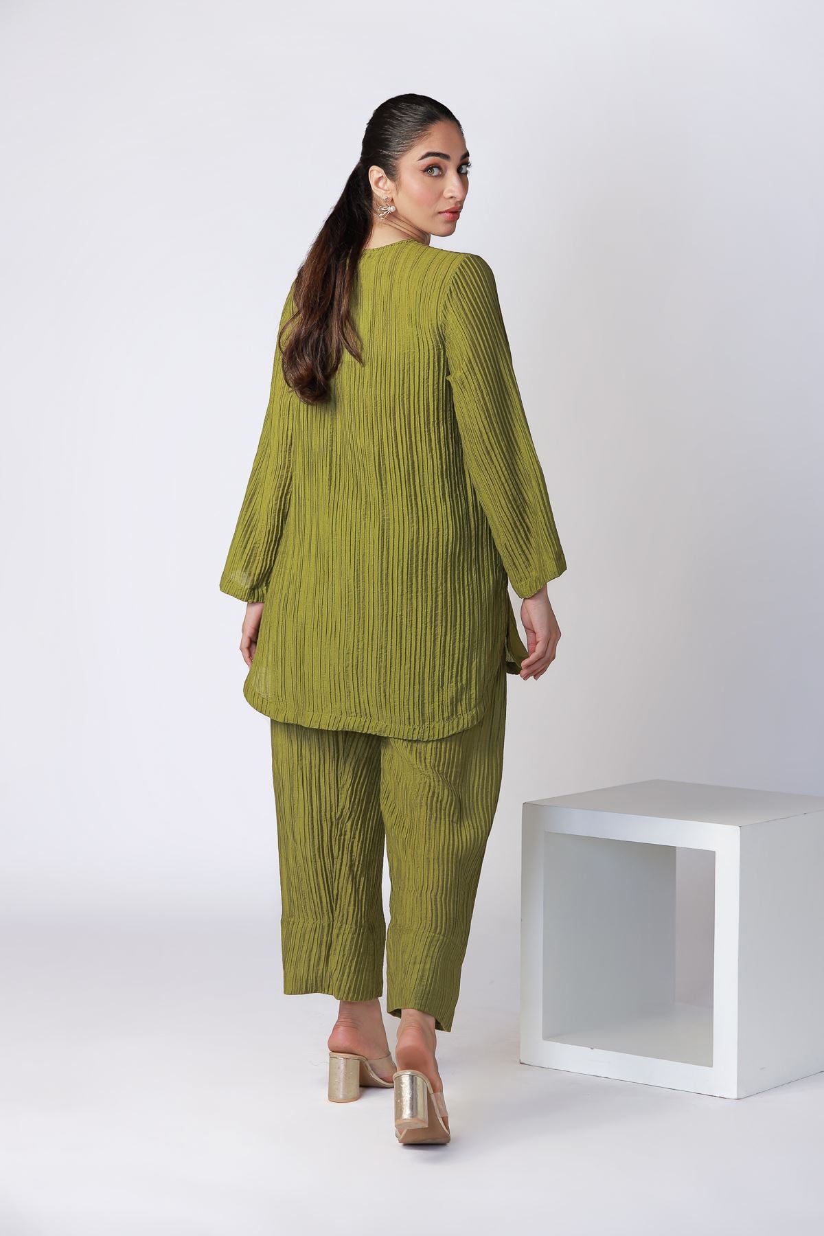 Dyed Ripple Crinkle Kurta - 25-07-7E8-11TA-VG