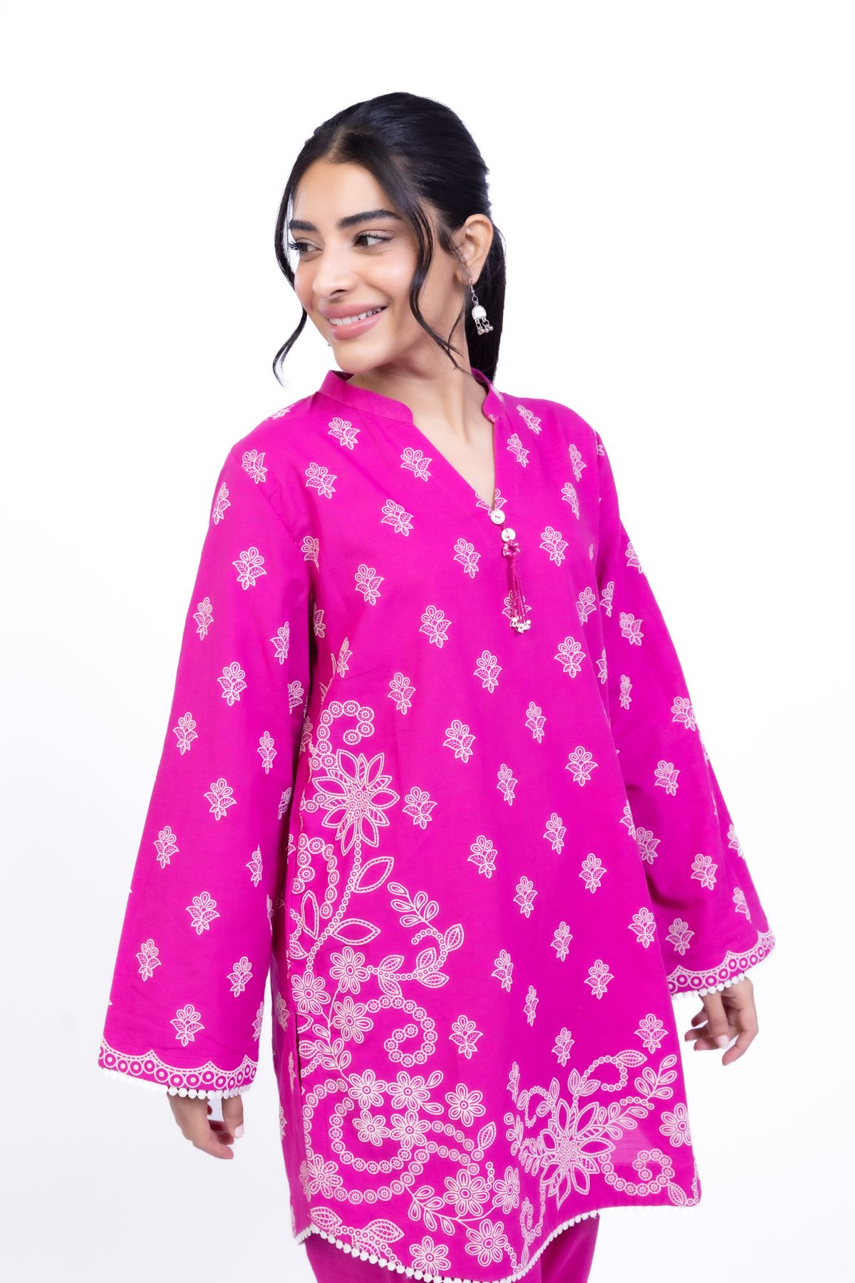 Printed Khaddar Kurta - 25-10-12E4-05TA-VG