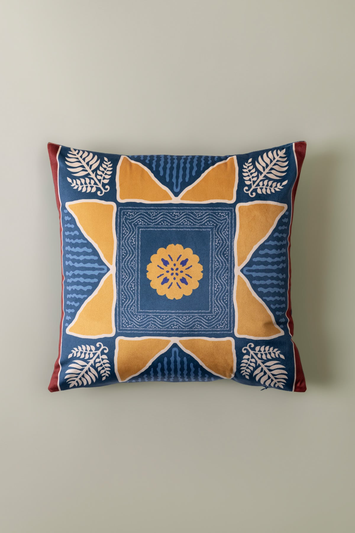 Printed Velvet 16x16in Cushion Cover - 2-26-202-A-D-VG