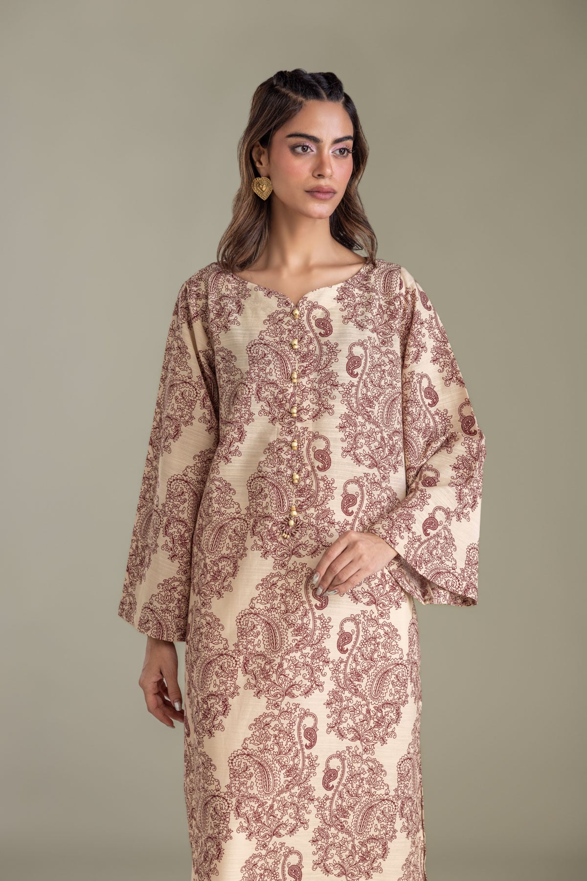 Printed Light Khaddar Tailored 1 Piece - 2-26-202-A-D-VG