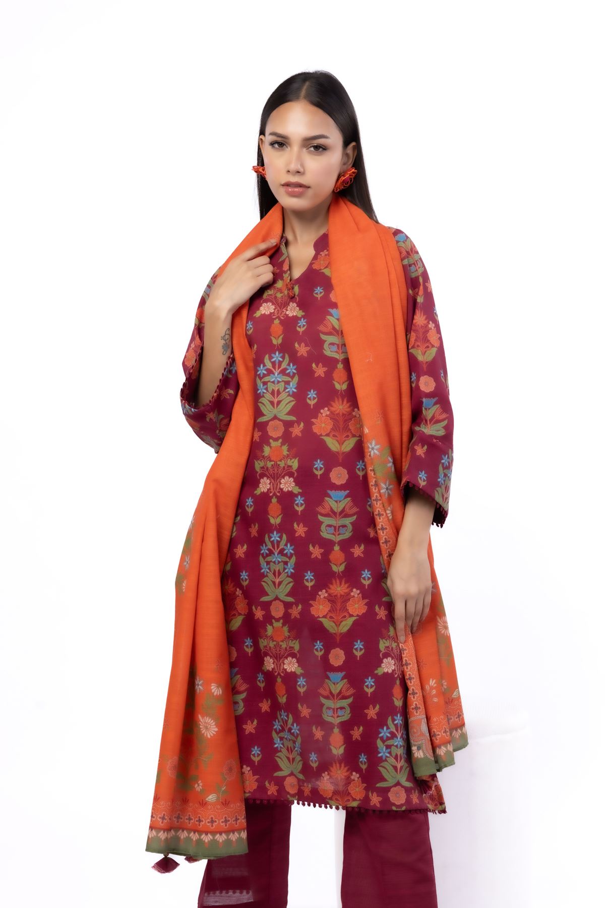 Printed Khaddar Fabrics 3 Piece - KN32A-VG