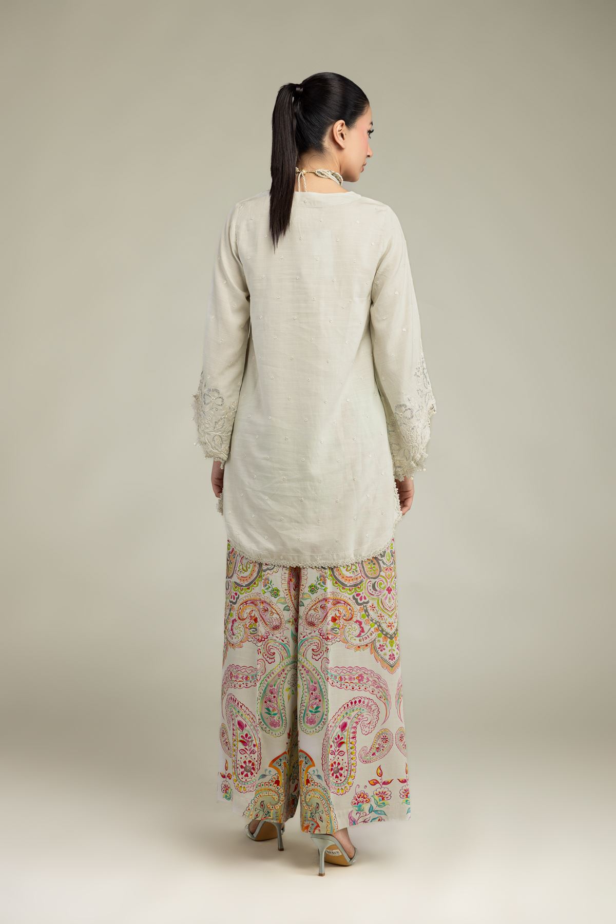 Embroidered Raw Silk Short Silk Kurta - 2-26-207-A-C1-VG