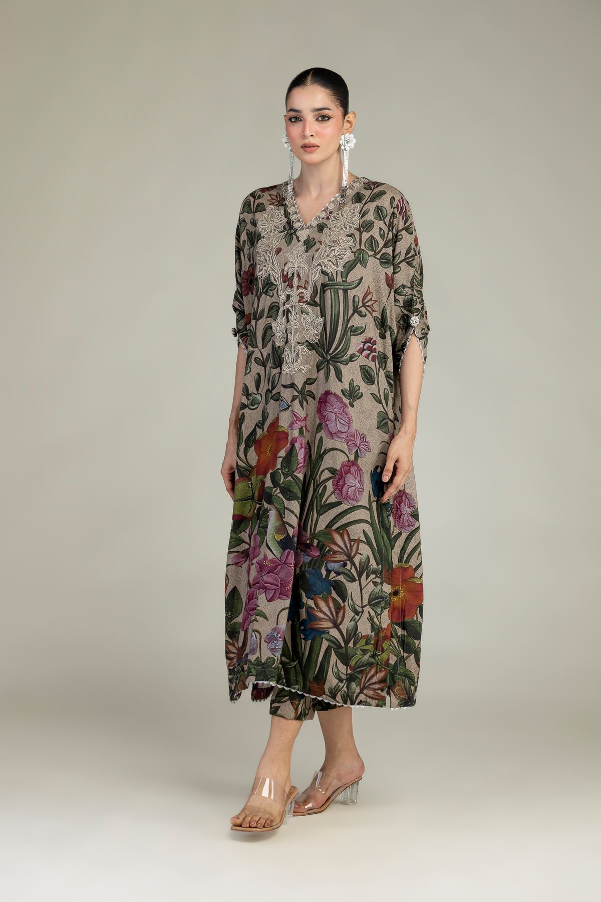 Embroidered Raw Silk Raw Silk Pants - DRSN01B-VG