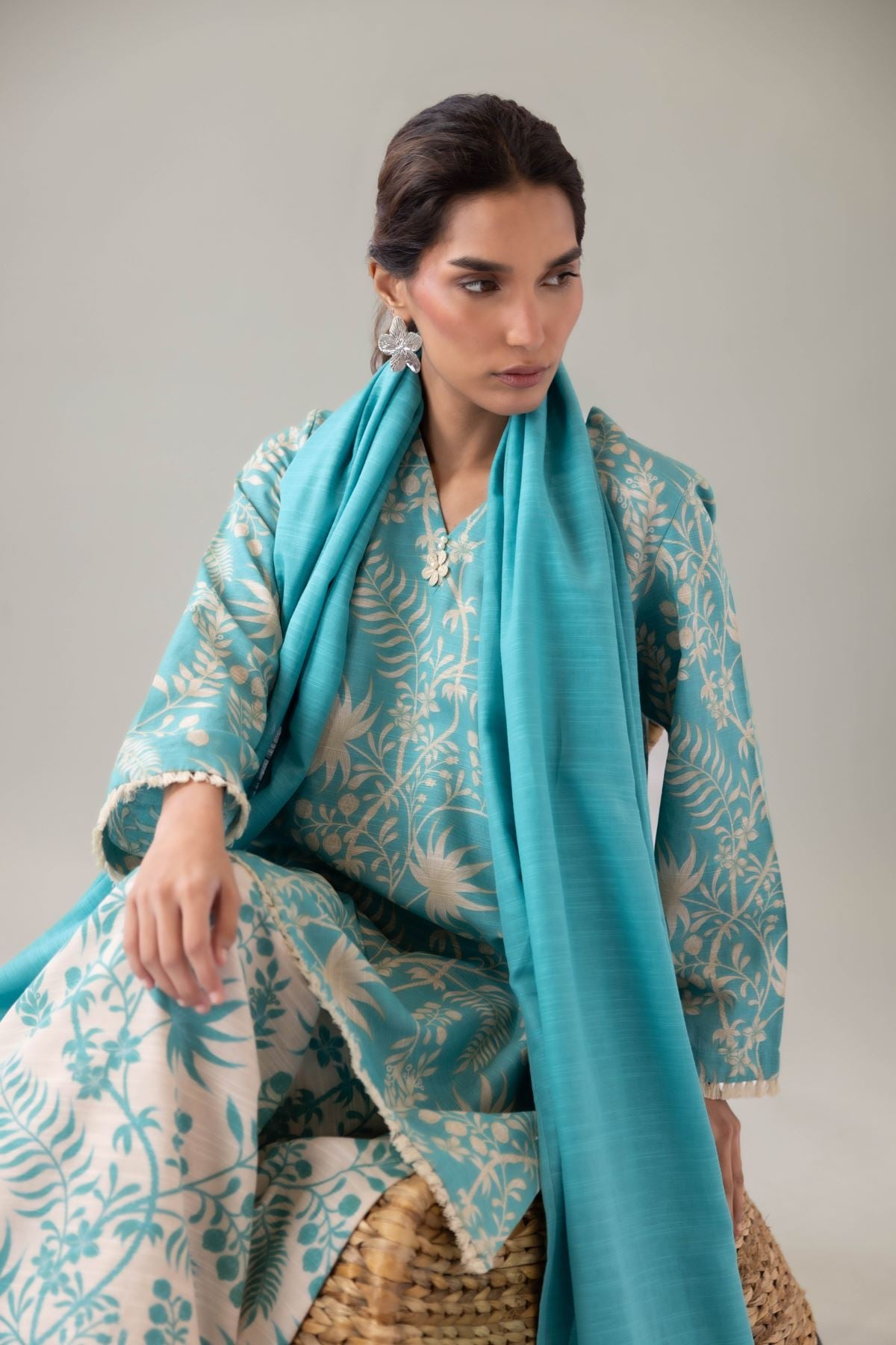 Embroidered Textured Cotton Dupatta - 25-09-12E2-04TA-VG
