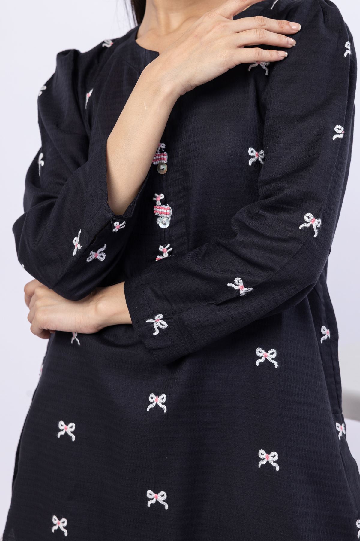 Embroidered Cotton Dobby Kurta - EST24183T-VG