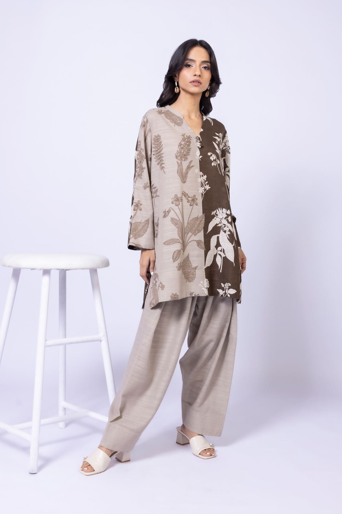 Printed Textured Cotton Kurta - 25-W02iB-09TA-VG