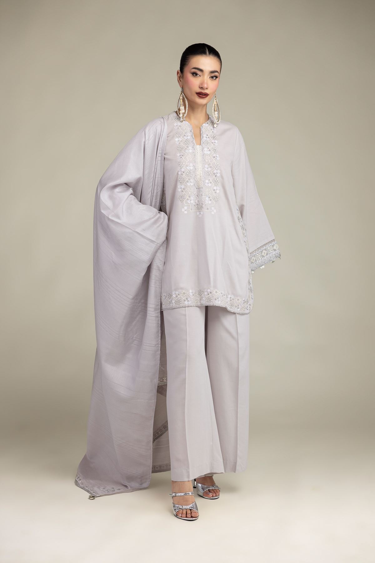 Embroidered Polyester Silk Polyester Silk Dupatta - 2-26-207-A-C1-VG