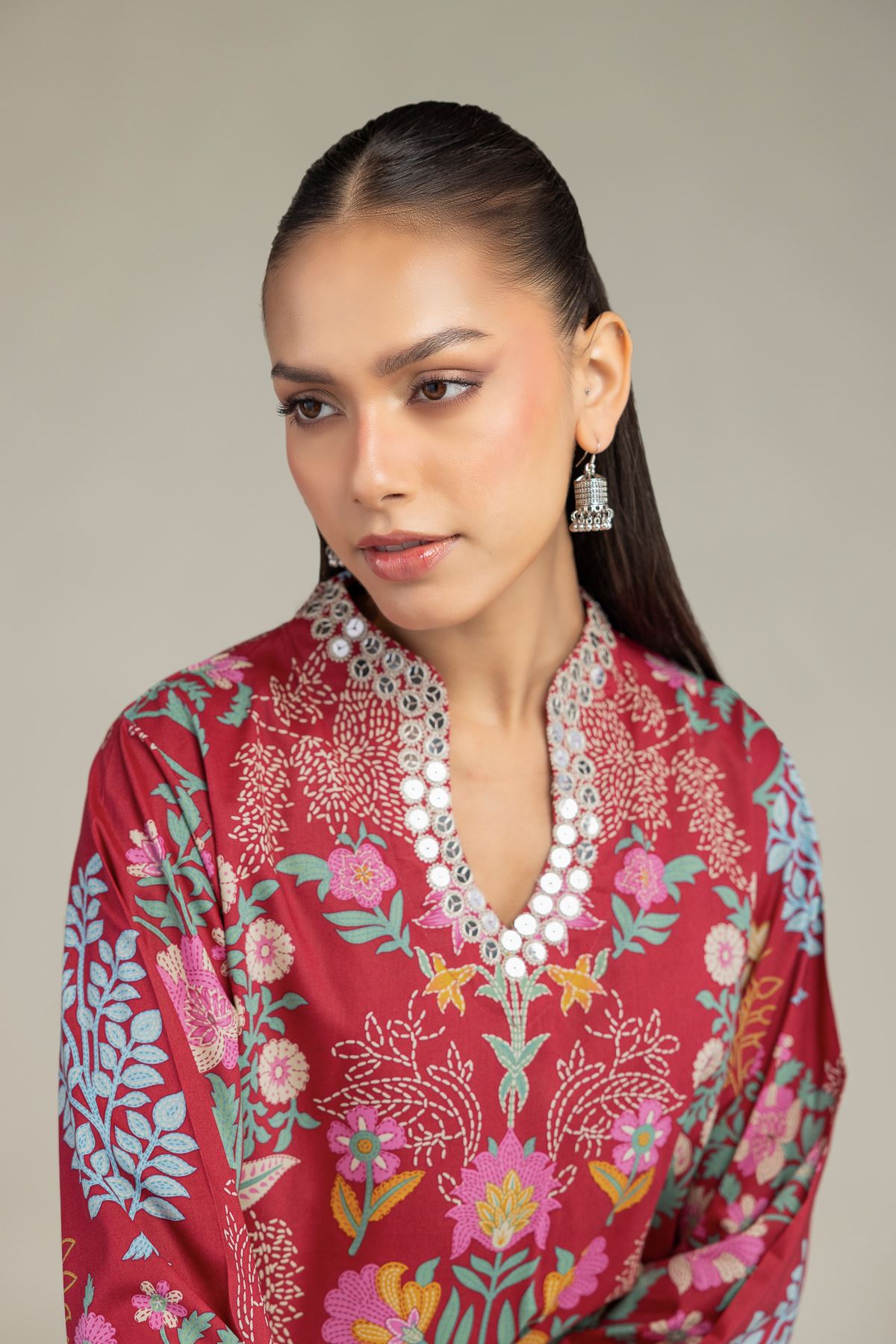 Embroidered Cotton Viscose Floral Red Kurta - 1-26-234-A-C2-VG