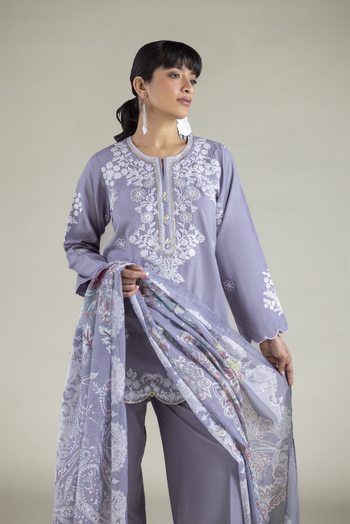 Embroidered Cambric Tailored Cambric 3-Piece - 6-26-204-A-H2-VG