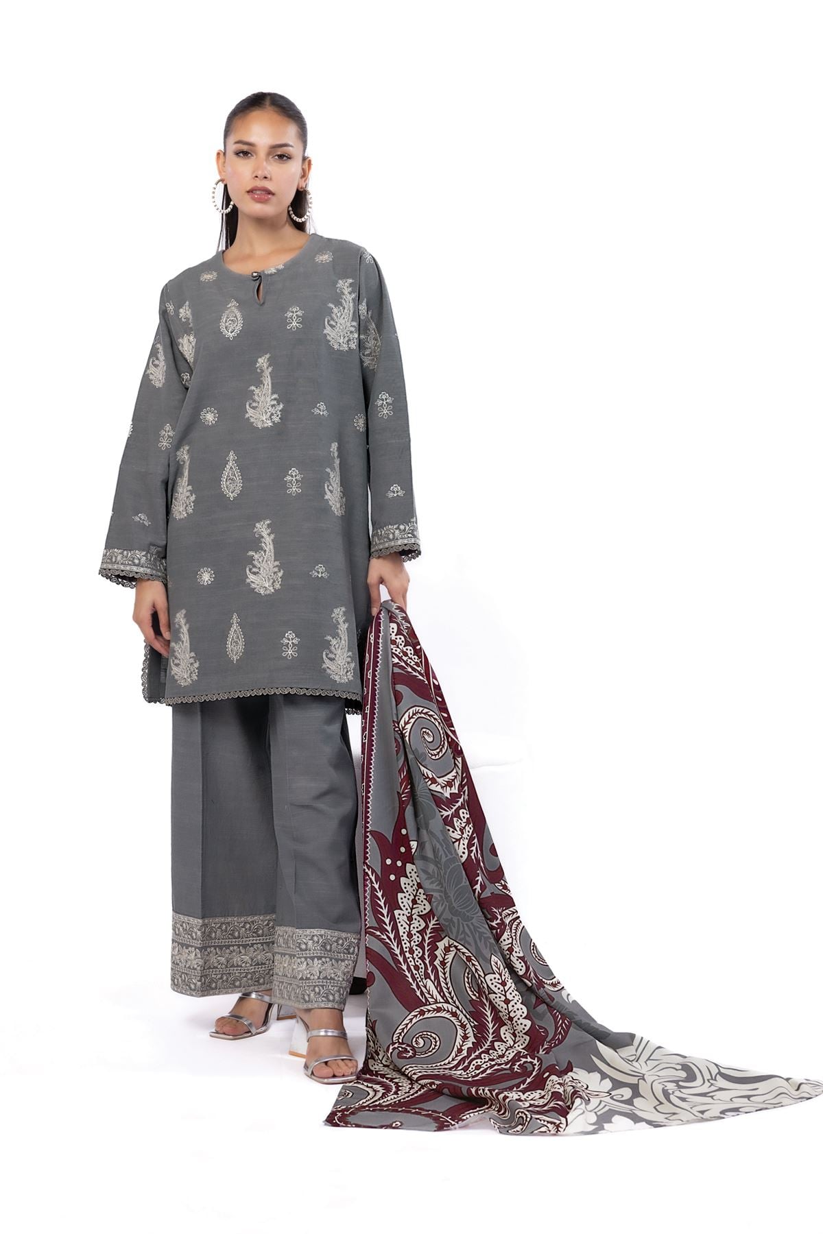Embroidered Khaddar Tailored 3 Piece - LKN71BST-VG