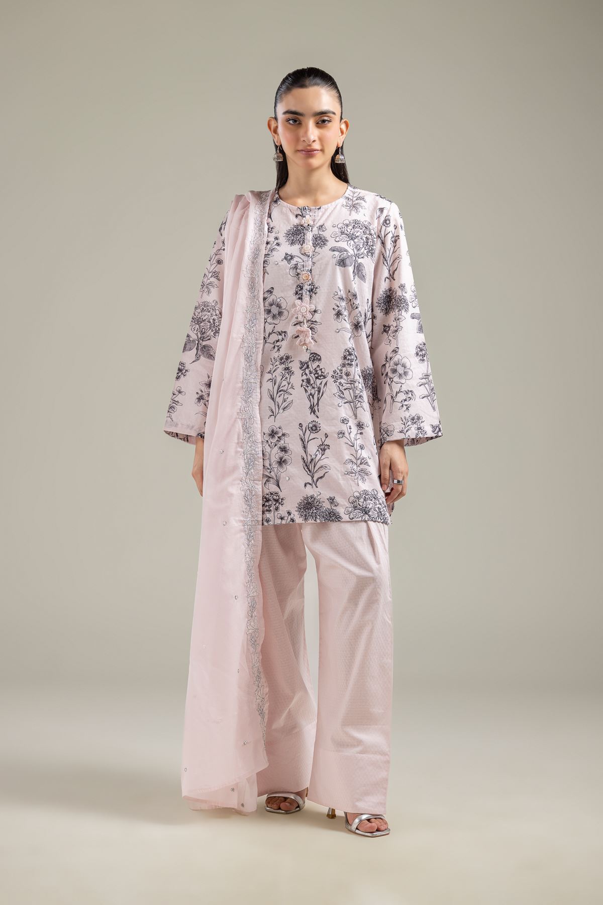 Embroidered Lawn Pink Lawn Dupatta - 1-26-118-A-D-VG