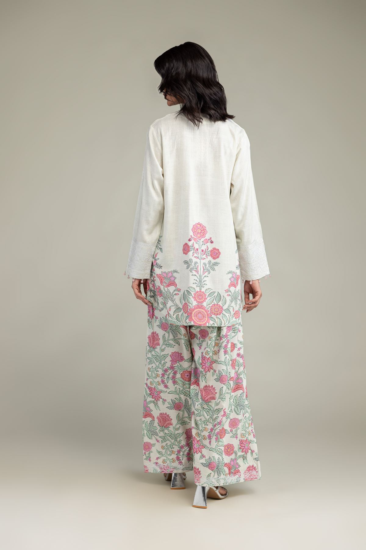 Embroidered Raw Silk Short Silk Kurta - 1-26-102-A-F-VG