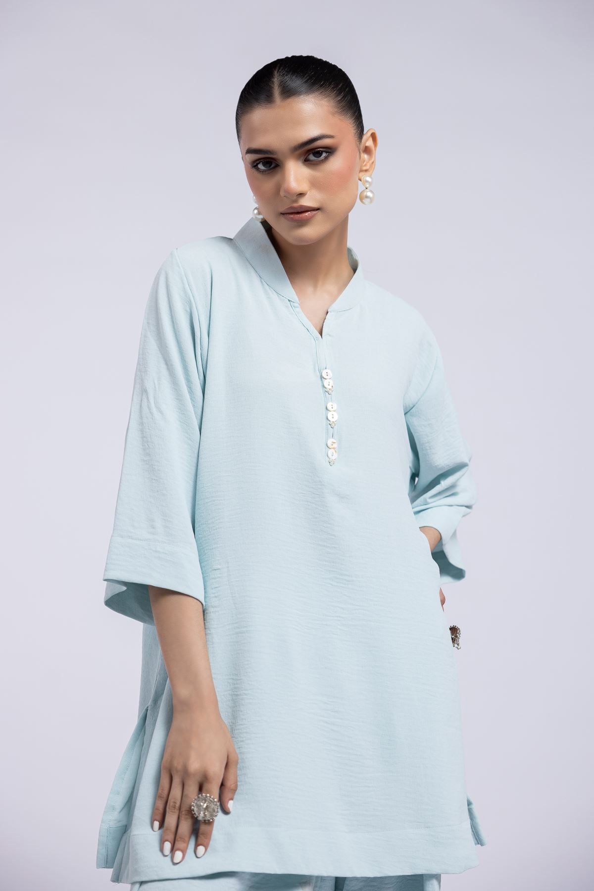 Dyed Pebble Kurta - 25-04E43-01TB-VG