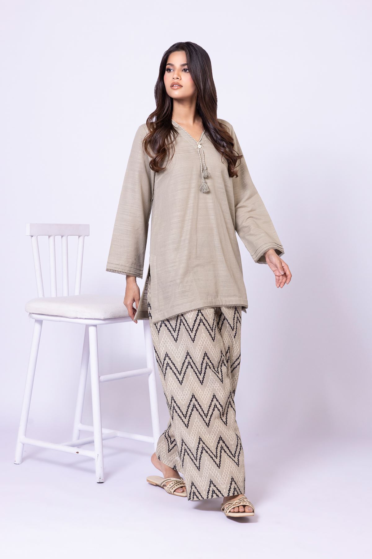 Dyed Textured Cotton Kurta - 25-09-11E14-08TA-VG