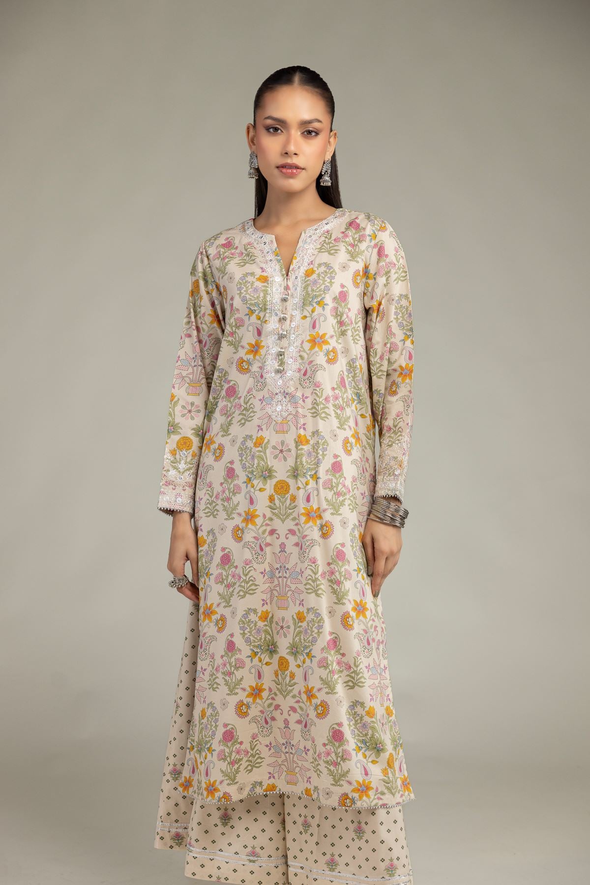 Embroidered Cotton Viscose Cotton Viscose Kurta - 2-26-201-A-C-VG