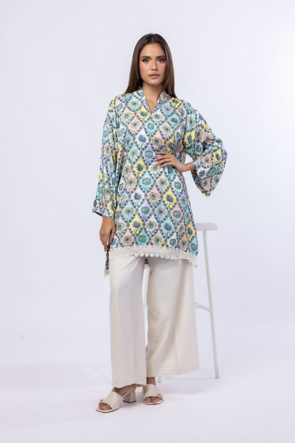 Printed Viscose Crepe Kurta - 25-09-10E1-05TB-VG