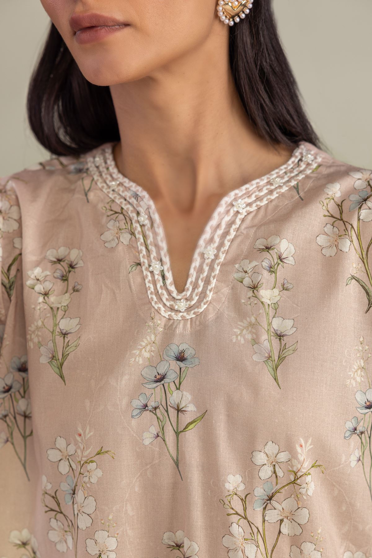 Printed Cambric Long Cambric Kurta - 1-26-322-B-A1-VG