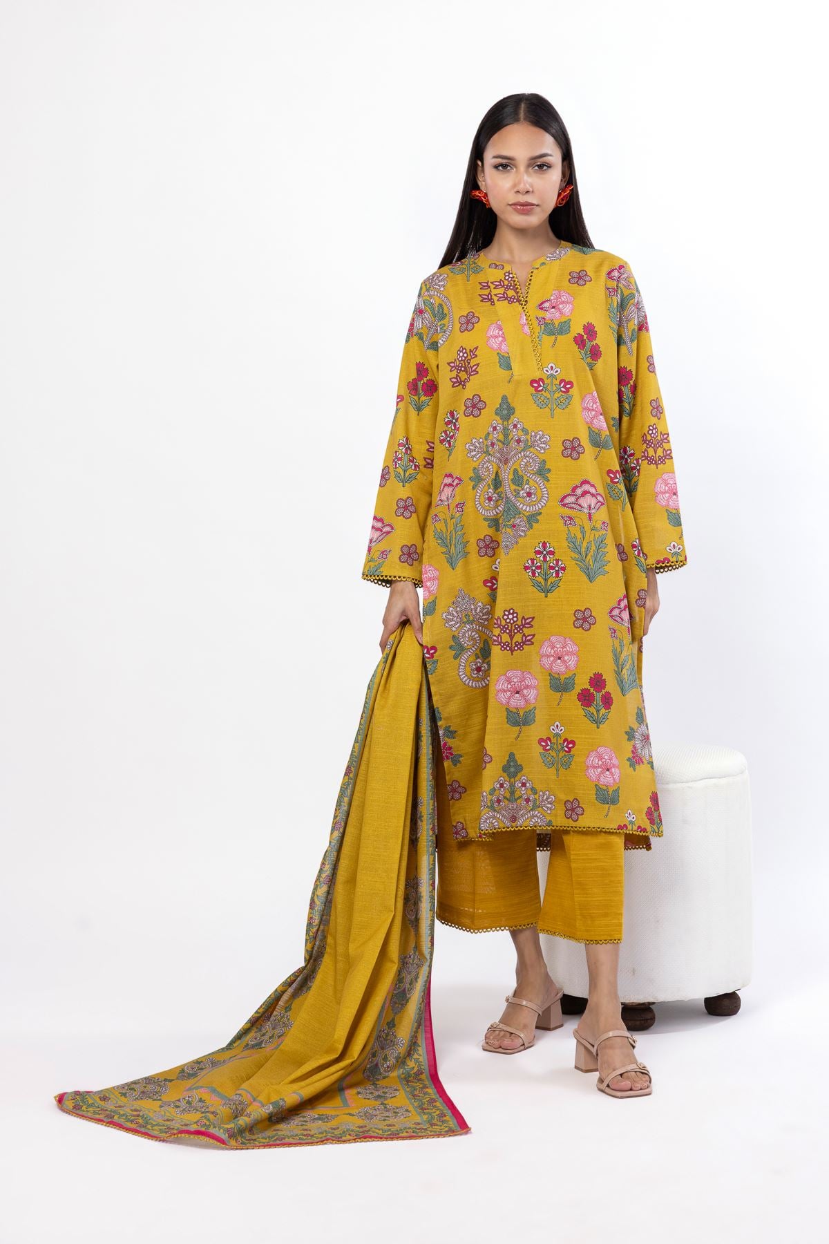 Printed Khaddar Fabrics 3 Piece - MT23A-VG