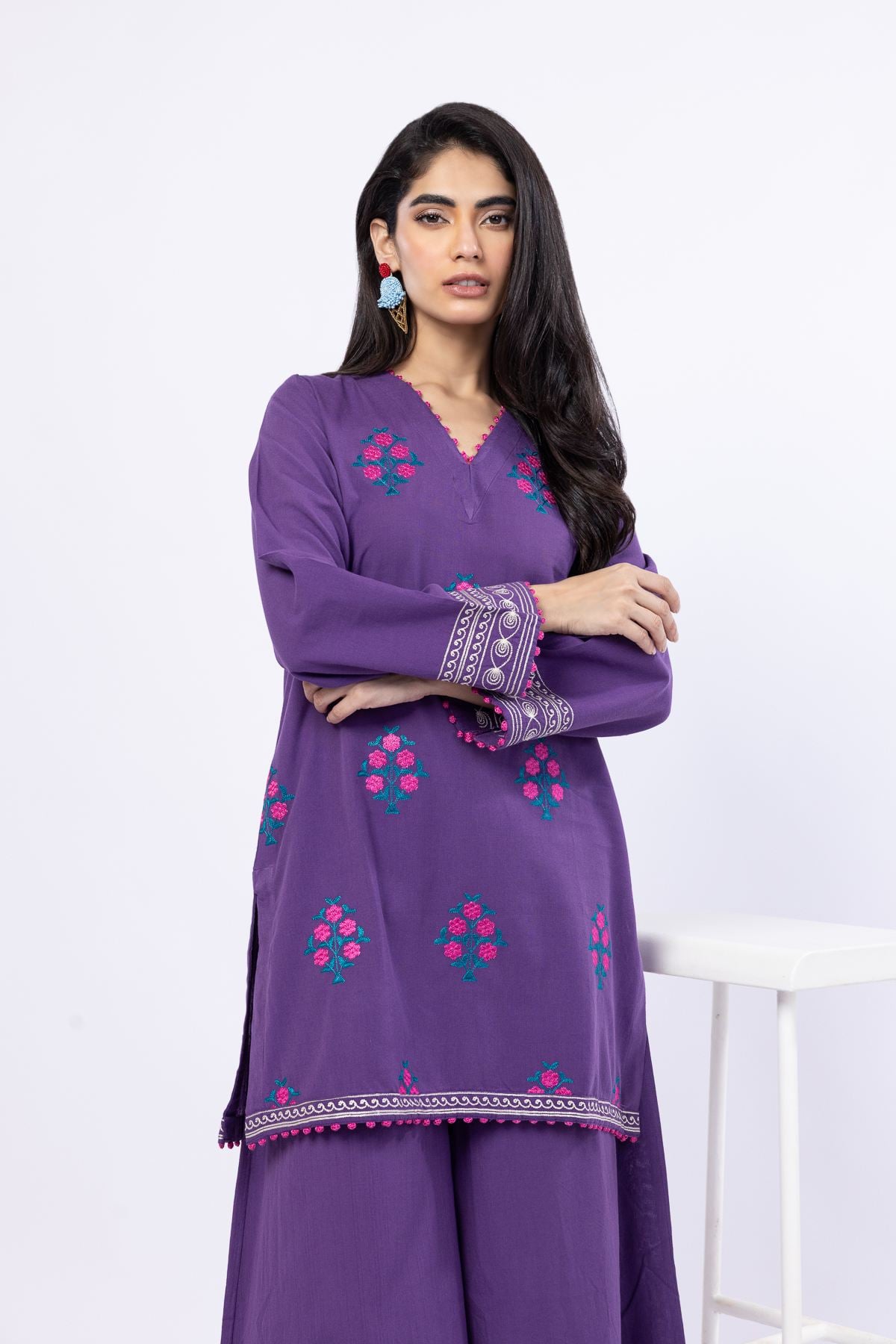 Embroidered Handwoven Cotton Kurta - 25-09-11E14-08TA-VG