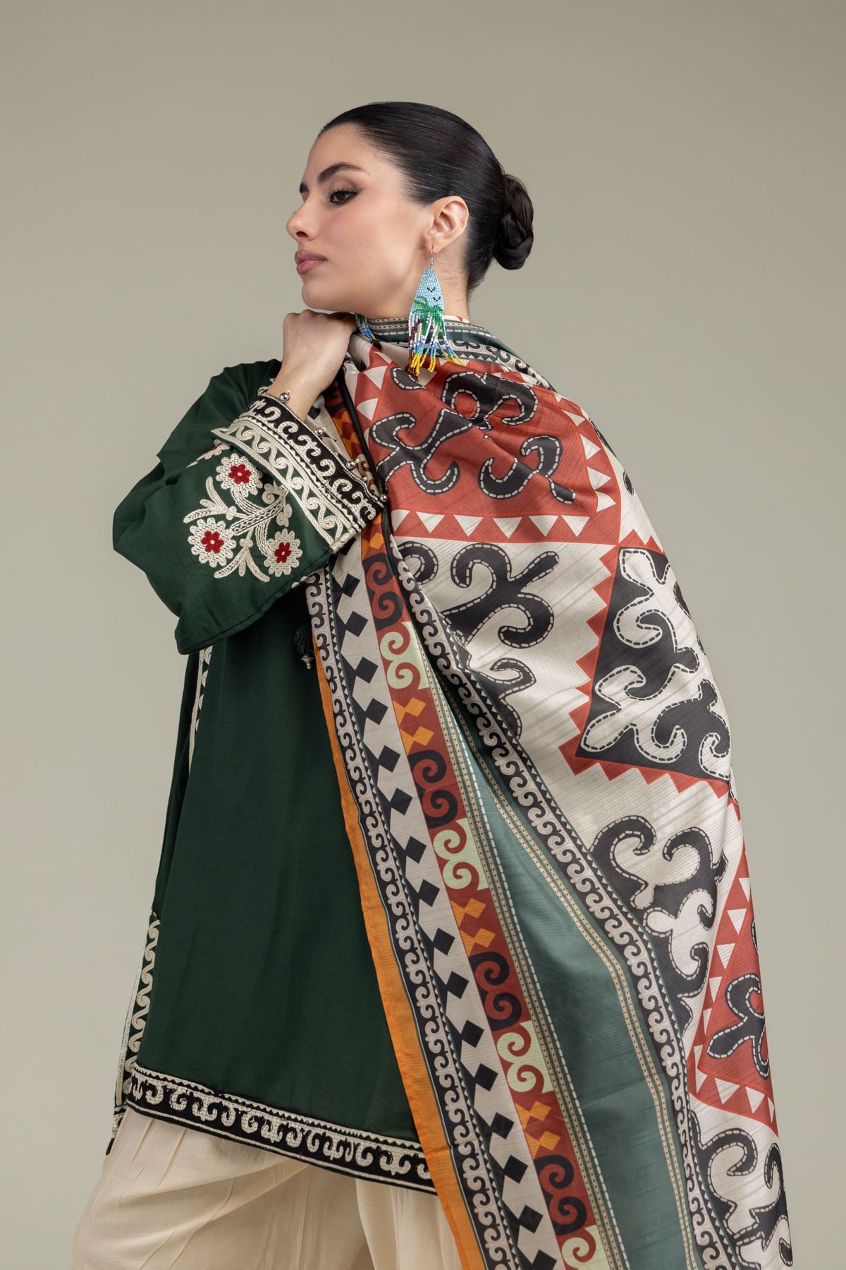 Embroidered Polyester Silk Silk Dupatta - 2-26-204-A-E1-VG