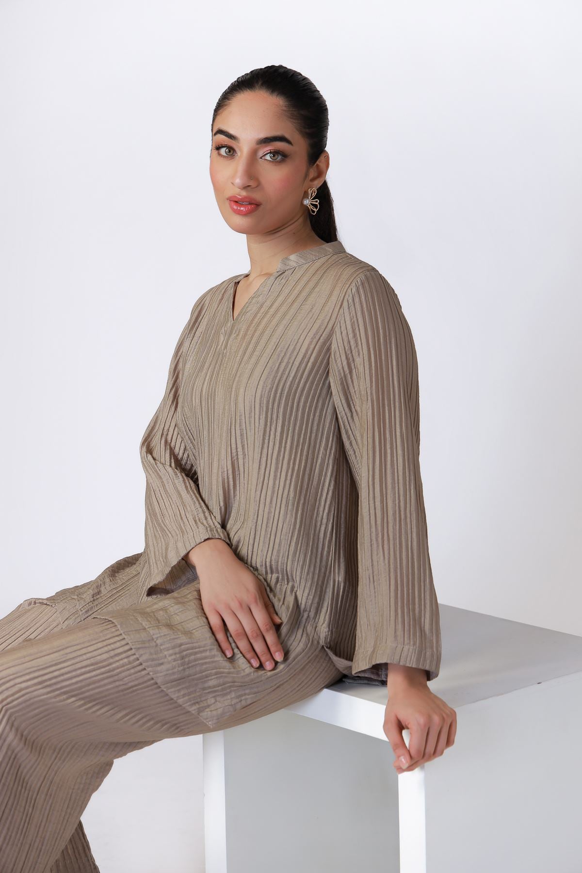 Dyed Ripple Crinkle Kurta - DDNN08AC-VG