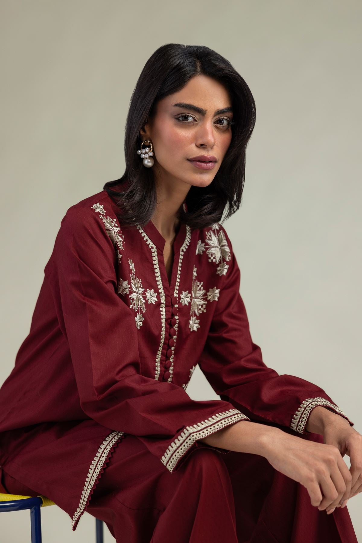 Embroidered Cotton Dobby Cotton Dobby Kurta - 8-26-303-A-C1-VG