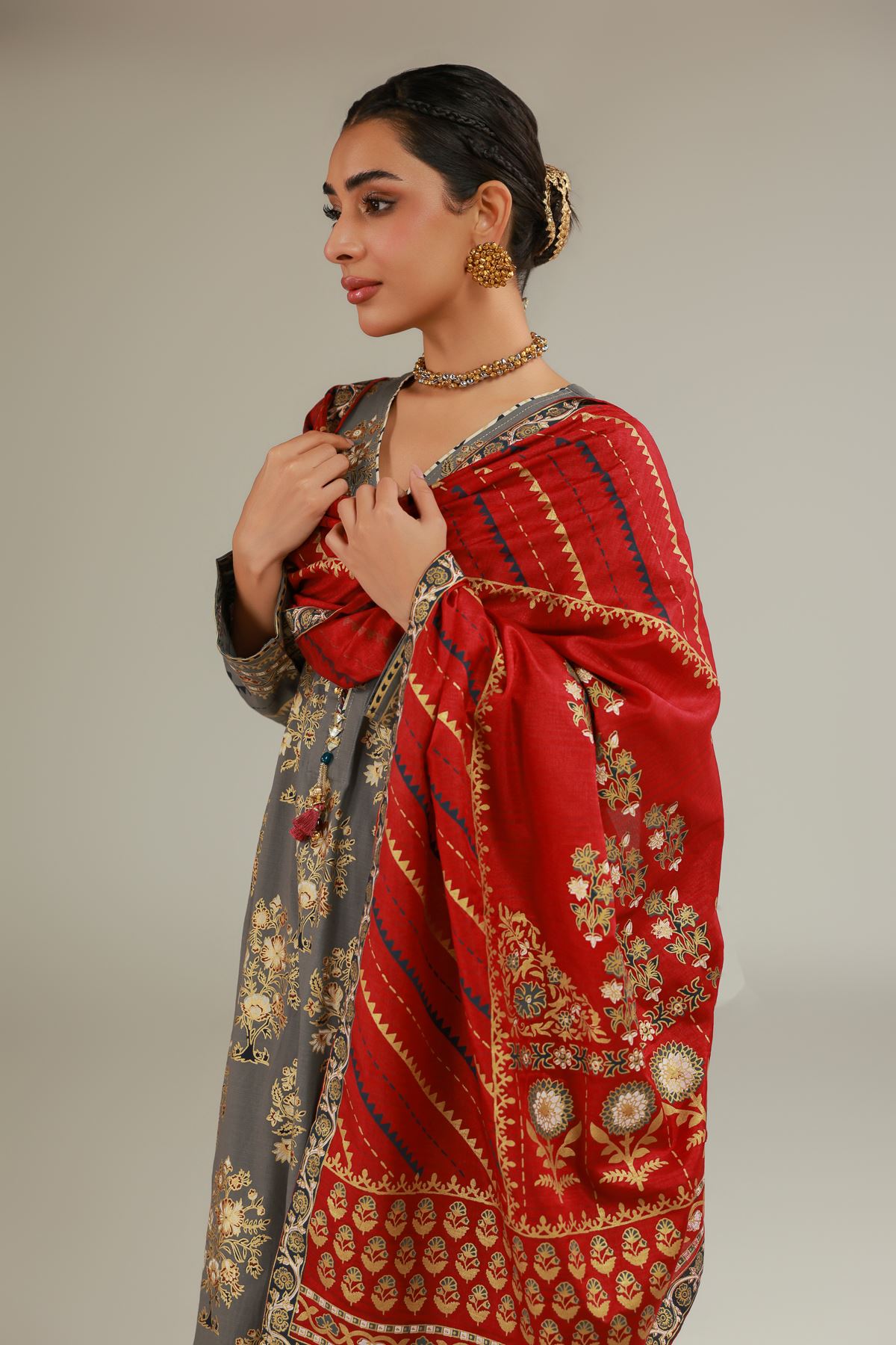 Raw Silk 3 Piece Co-ord Set - 1-26-144-A-A-VG