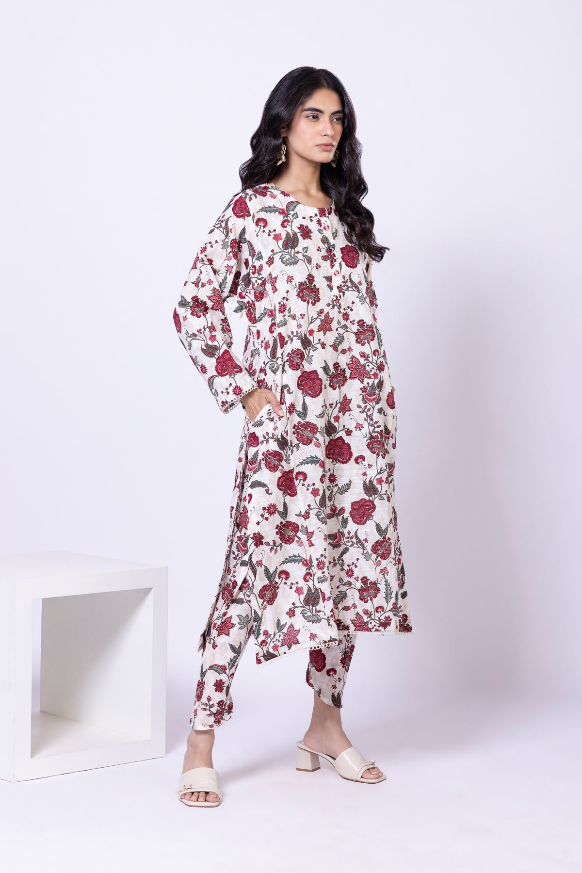 Printed Textured Cotton Shalwar - 25-09-11E3-09TA-VG