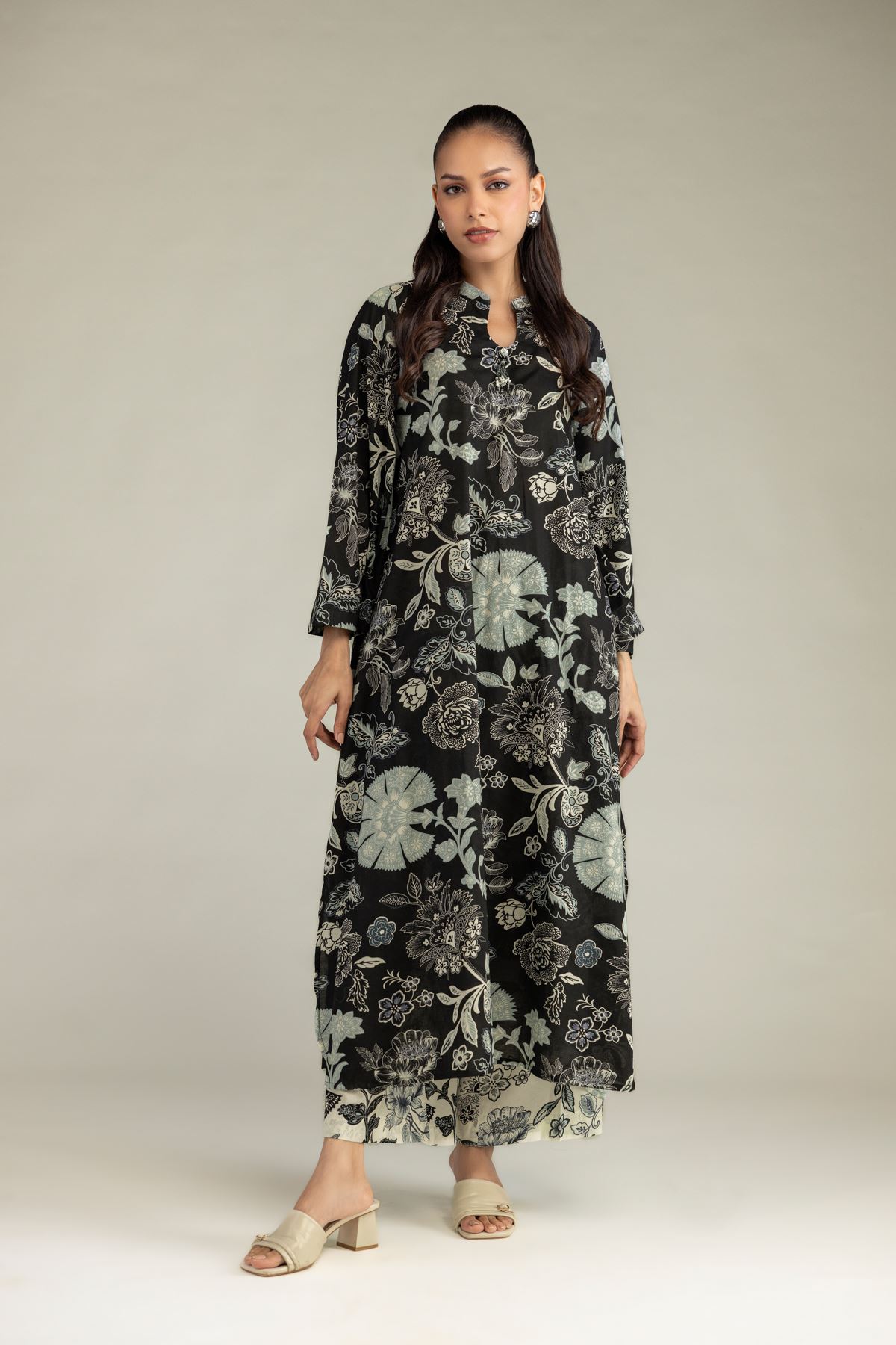 Printed Cambric Black Cambric Kurta - 1-26-243-A-D2-VG