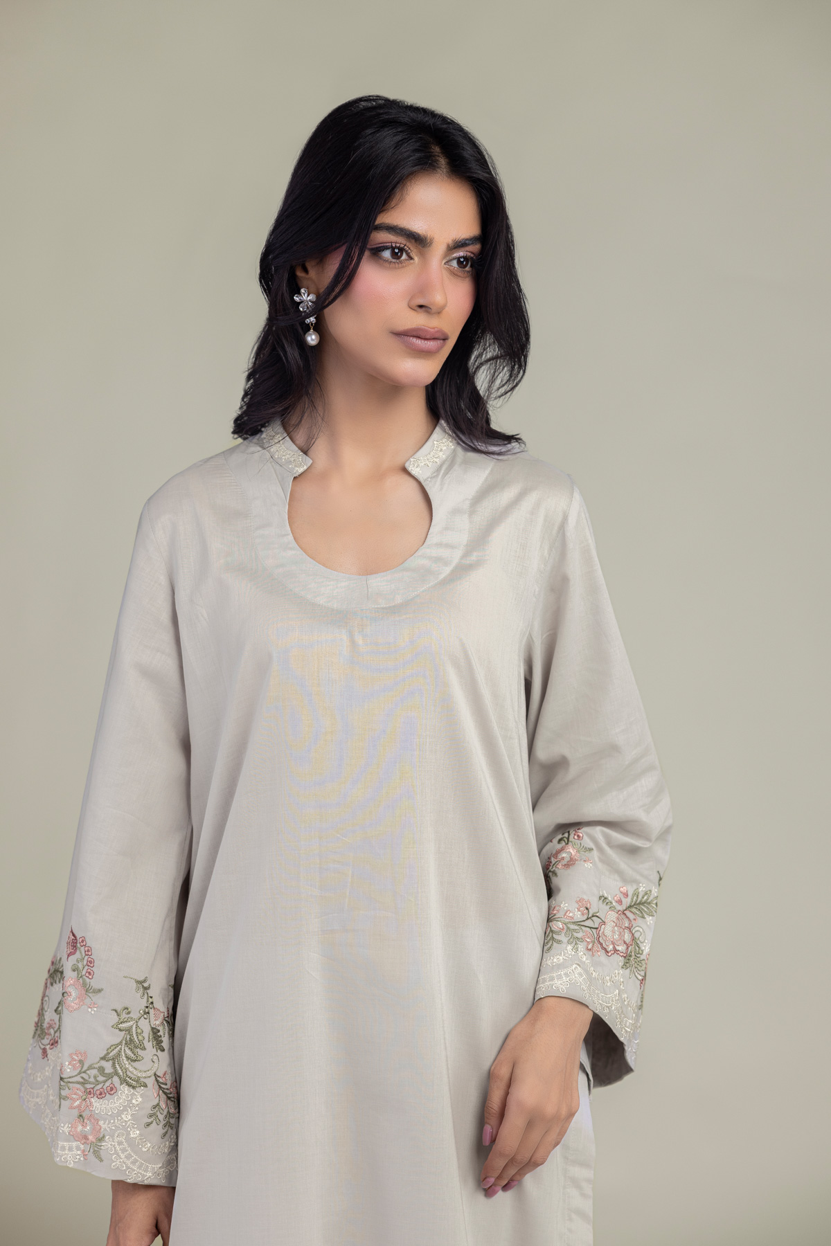 Embroidered Cambric Floral Cambric Kurta - EDP18-VG