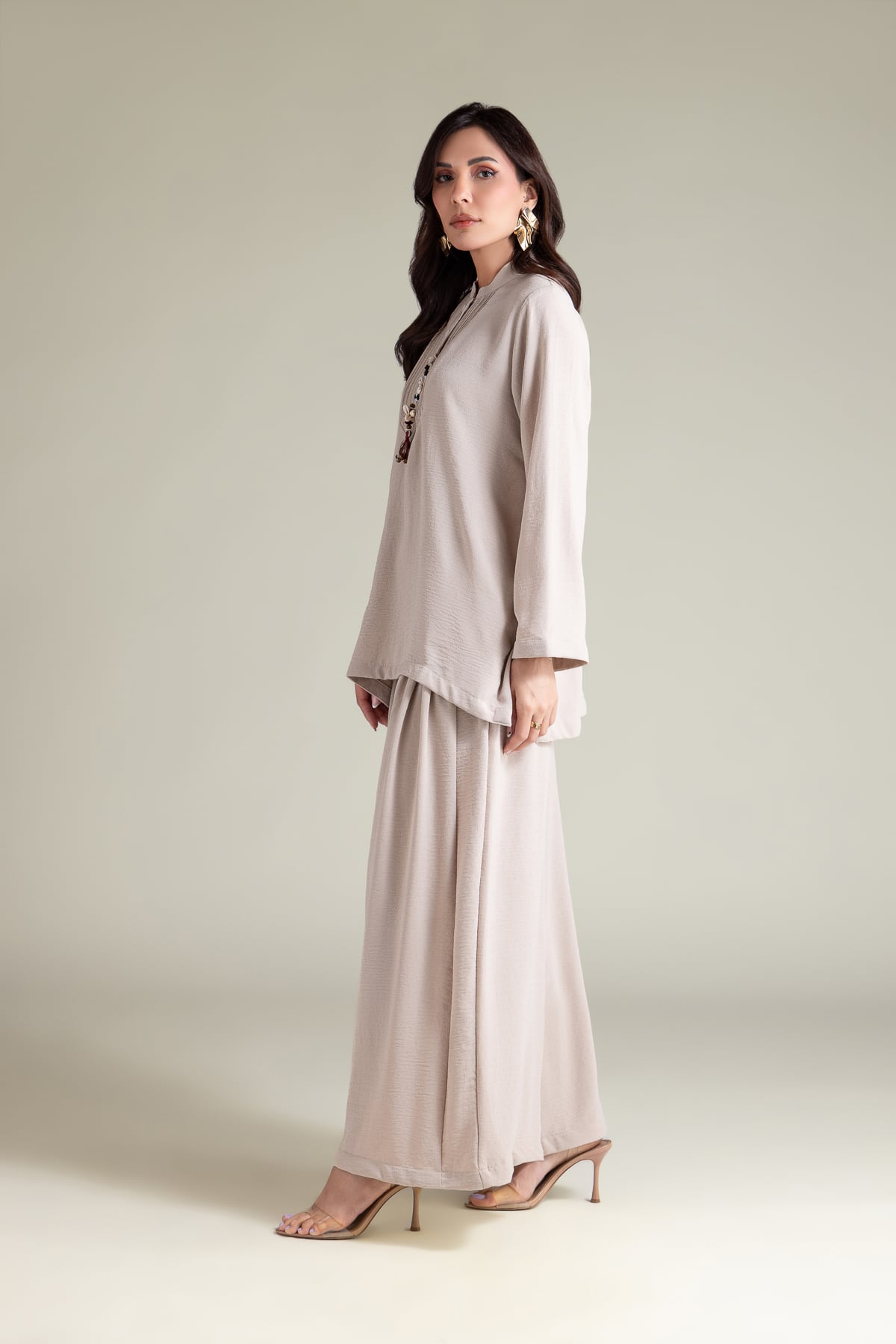 Dyed Textured Georgette Solid Georgette Shalwar - 26-02-1E13-09TA-VG