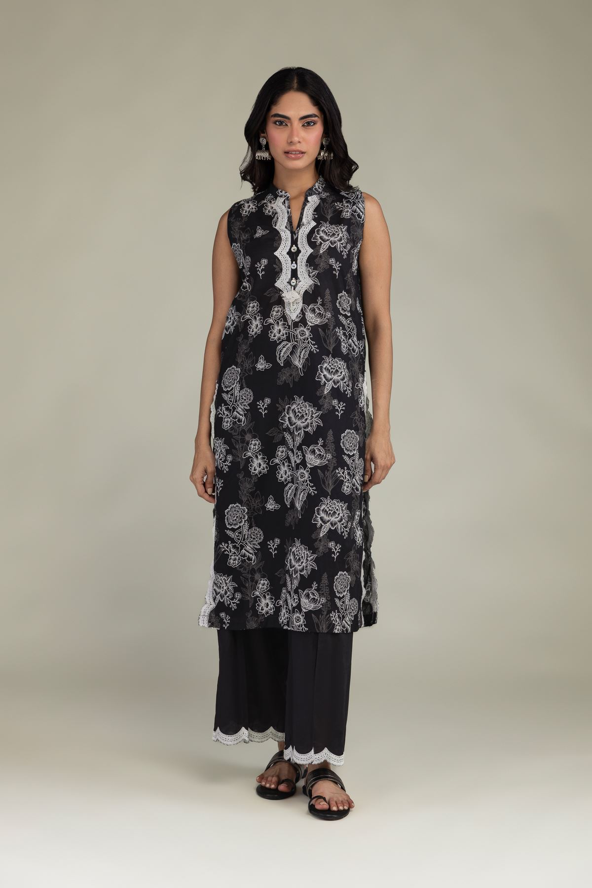 Embroidered Cambric Black Cambric Kurta - 1-26-216-B-G1-VG