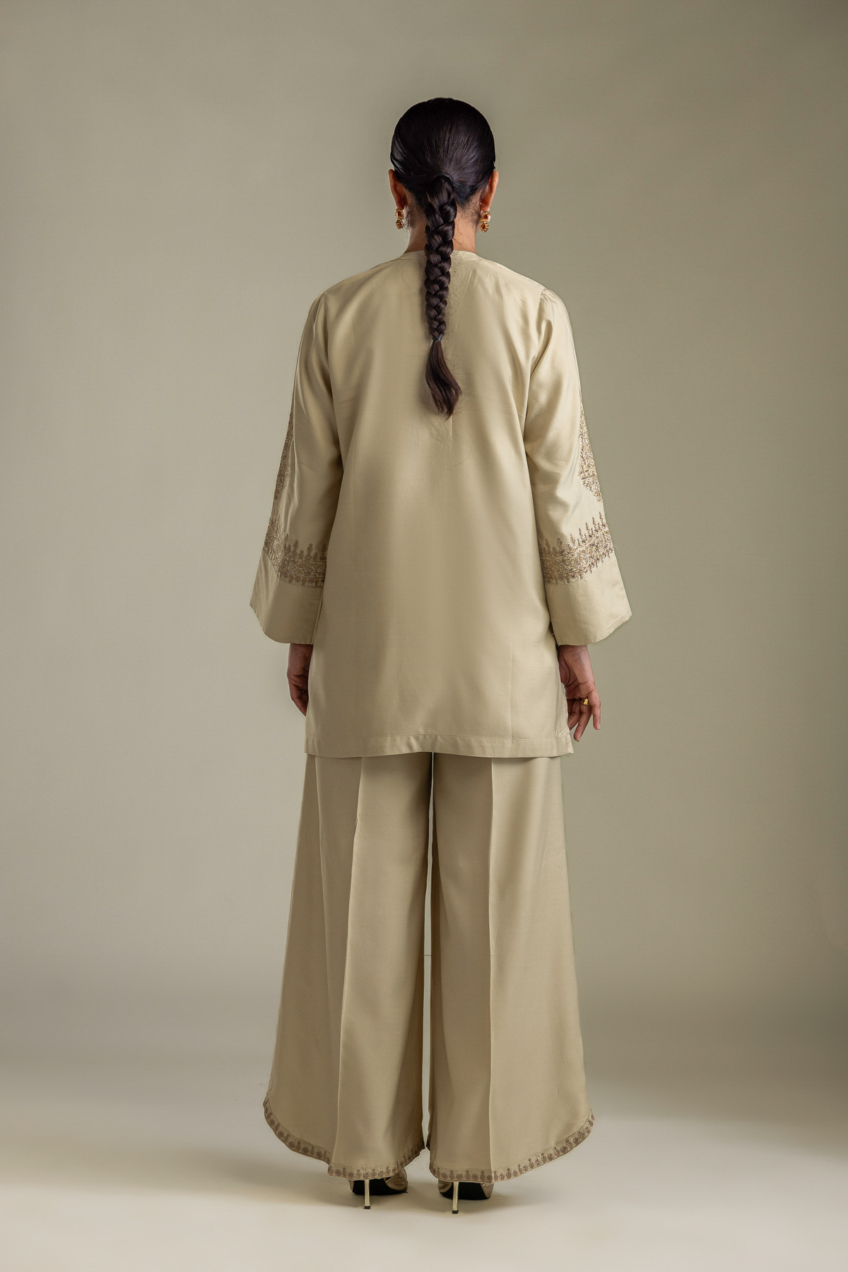Embroidered Raw Silk Short Embroidered Kurta - 2-26-403-A-H1-VG