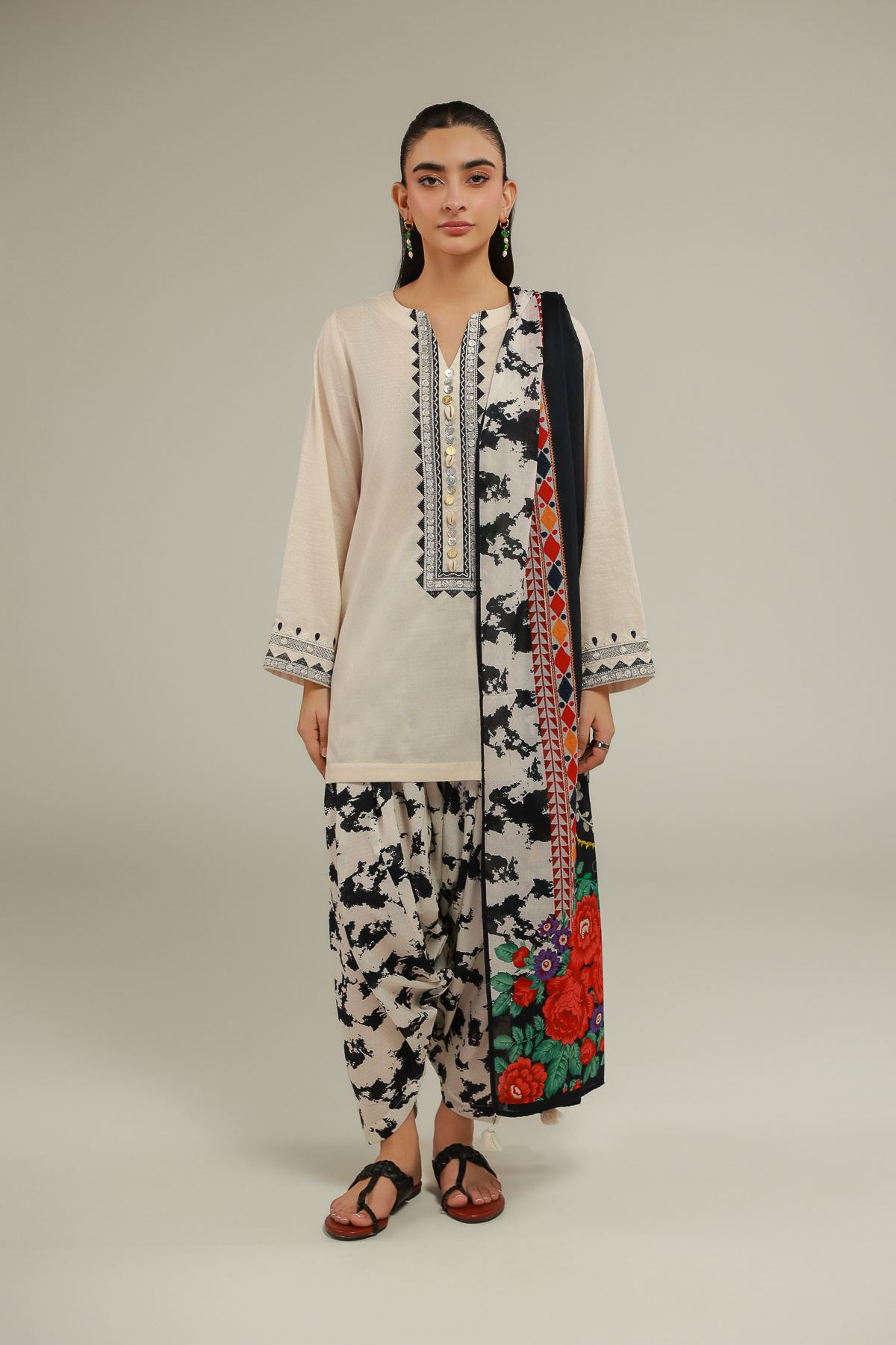 Embroidered Cotton Net Cotton Net Dupatta - 1-26-128-A-A-VG