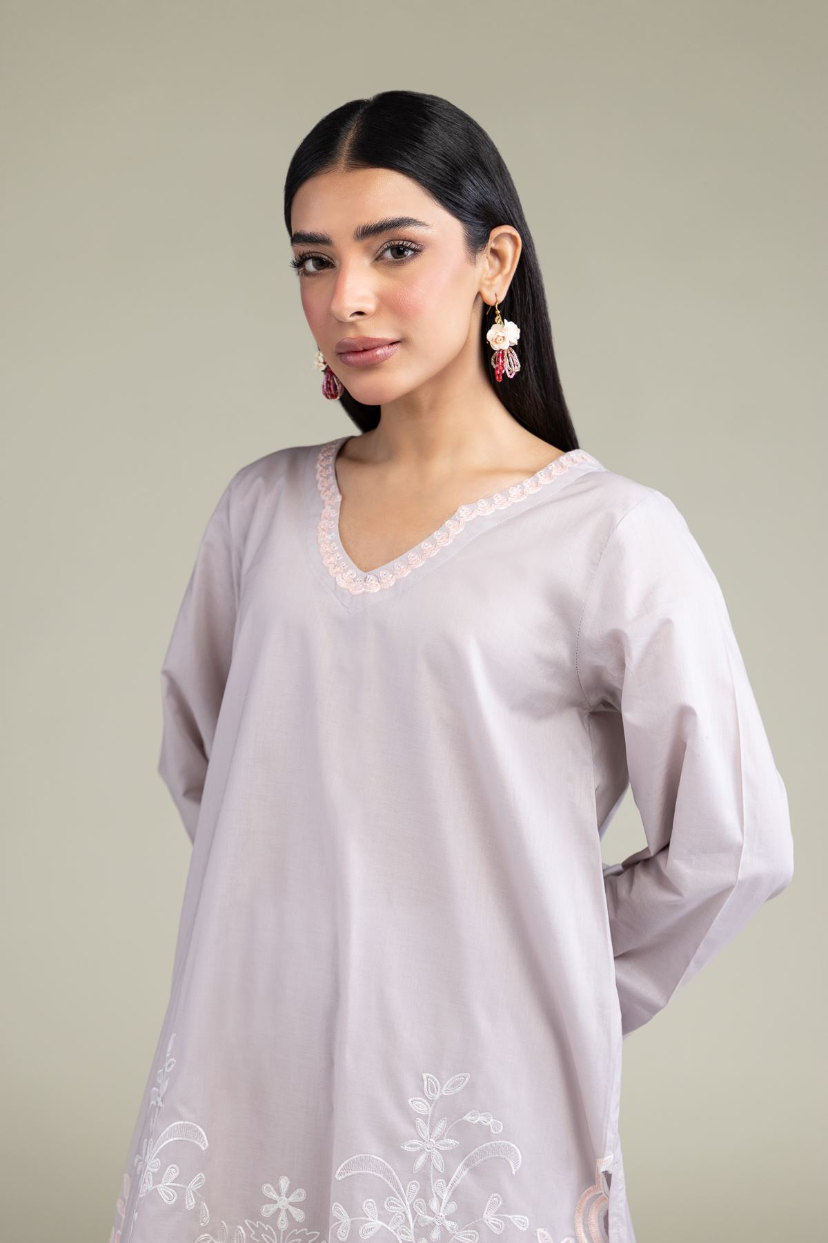 Embroidered Cambric Floral Cambric Kurta - 1-26-247-A-J1-VG