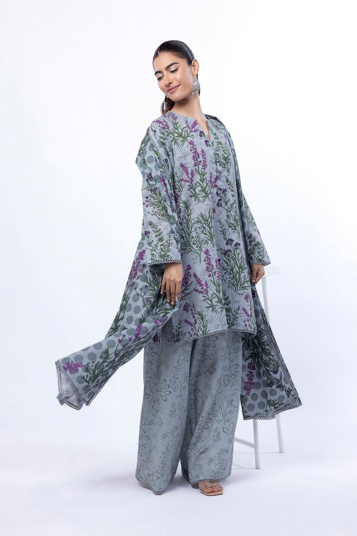 Printed Light Khaddar Fabrics 3 Piece - KRN16A-VG