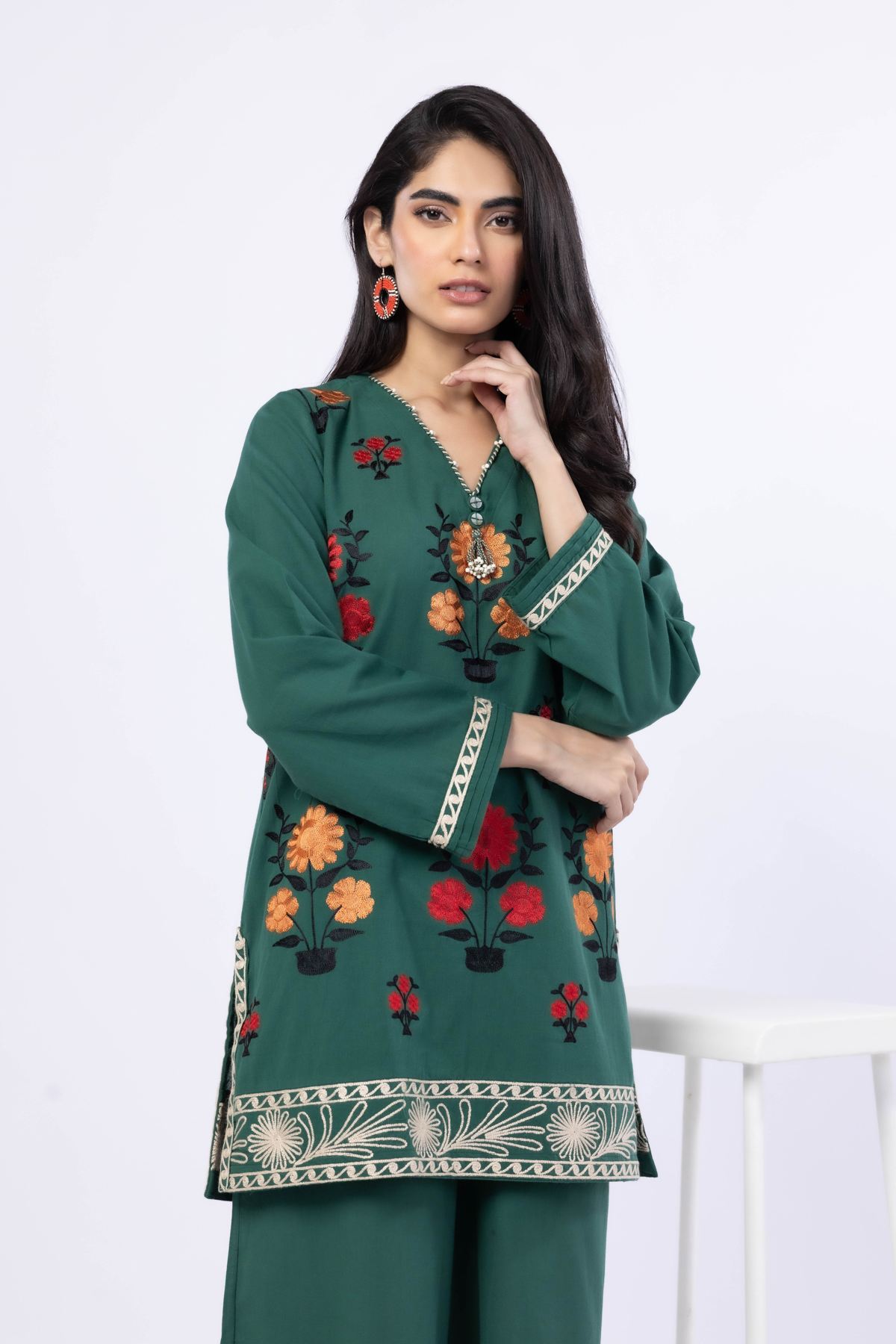 Embroidered Handwoven Cotton Kurta - 25-09-11E5-03TA-VG