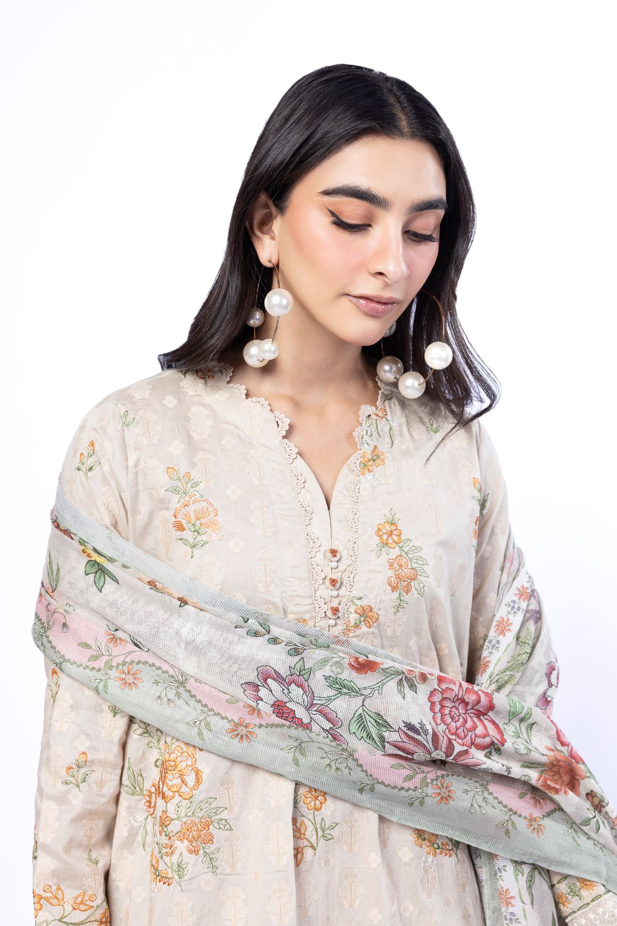 Embroidered Broshia Tailored 3 Piece - T-A22-26-107FG-VG
