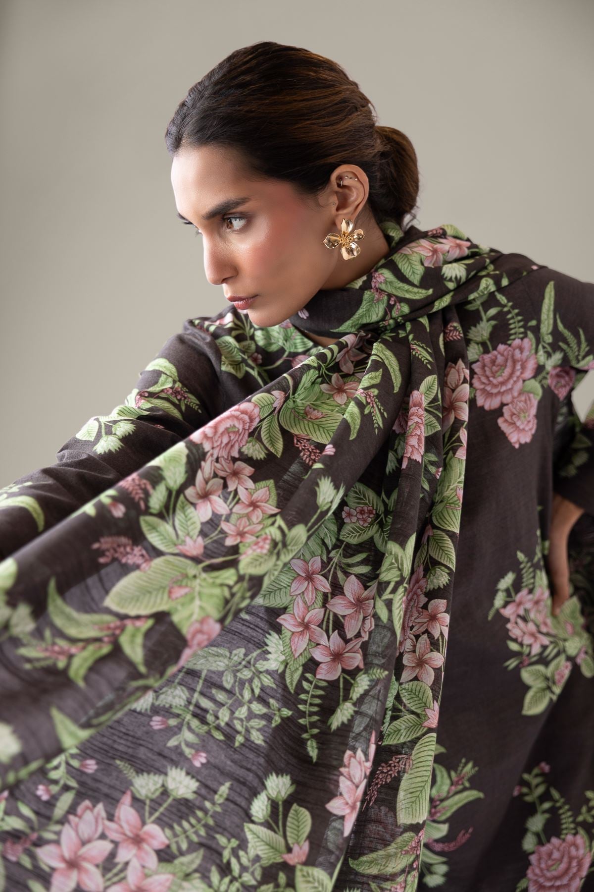 Printed Textured Cotton Dupatta - 25-09-12E2-04TA-VG