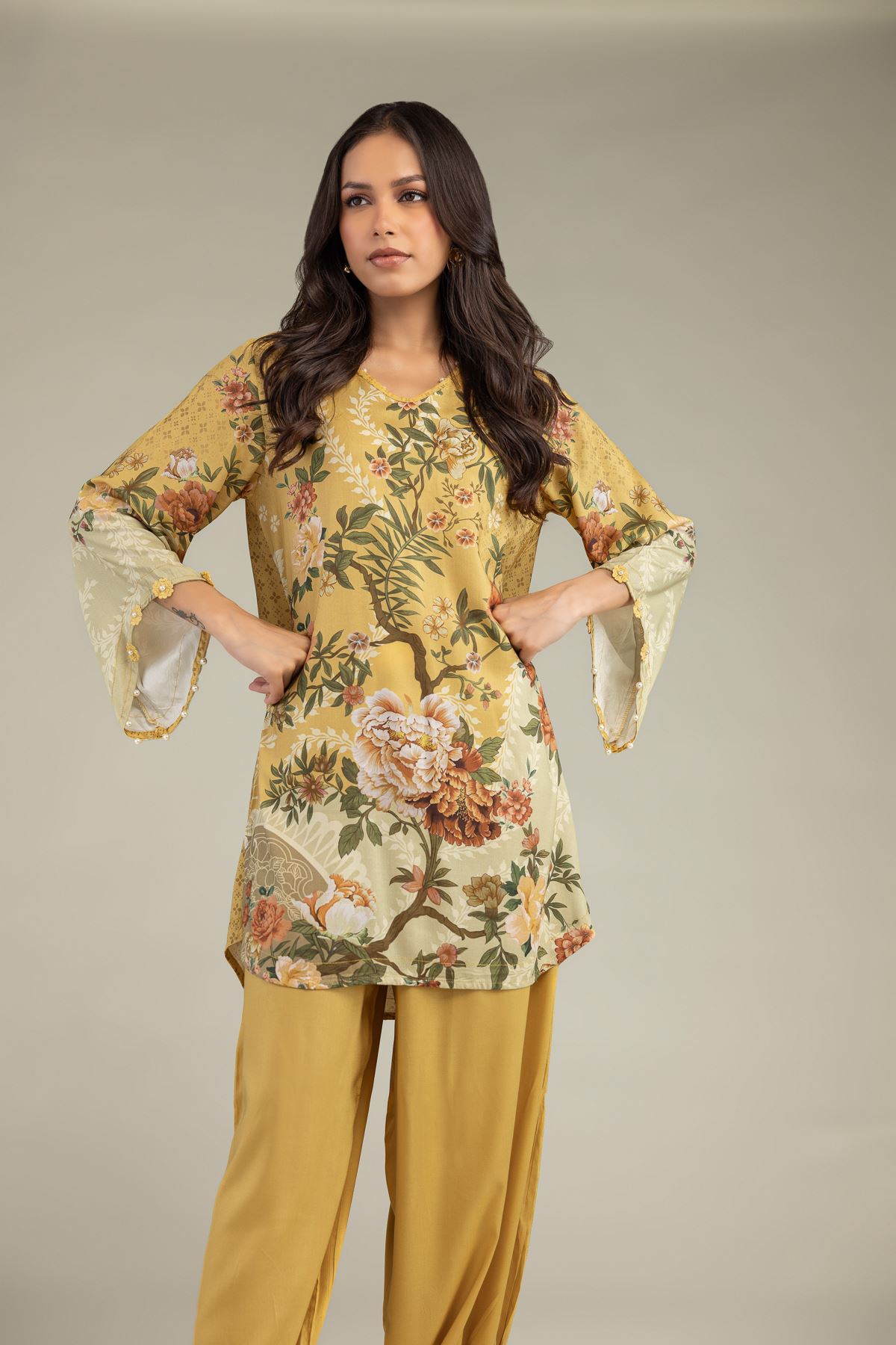 Printed Viscose Short Floral Kurta - 1-26-239-B-C1-VG