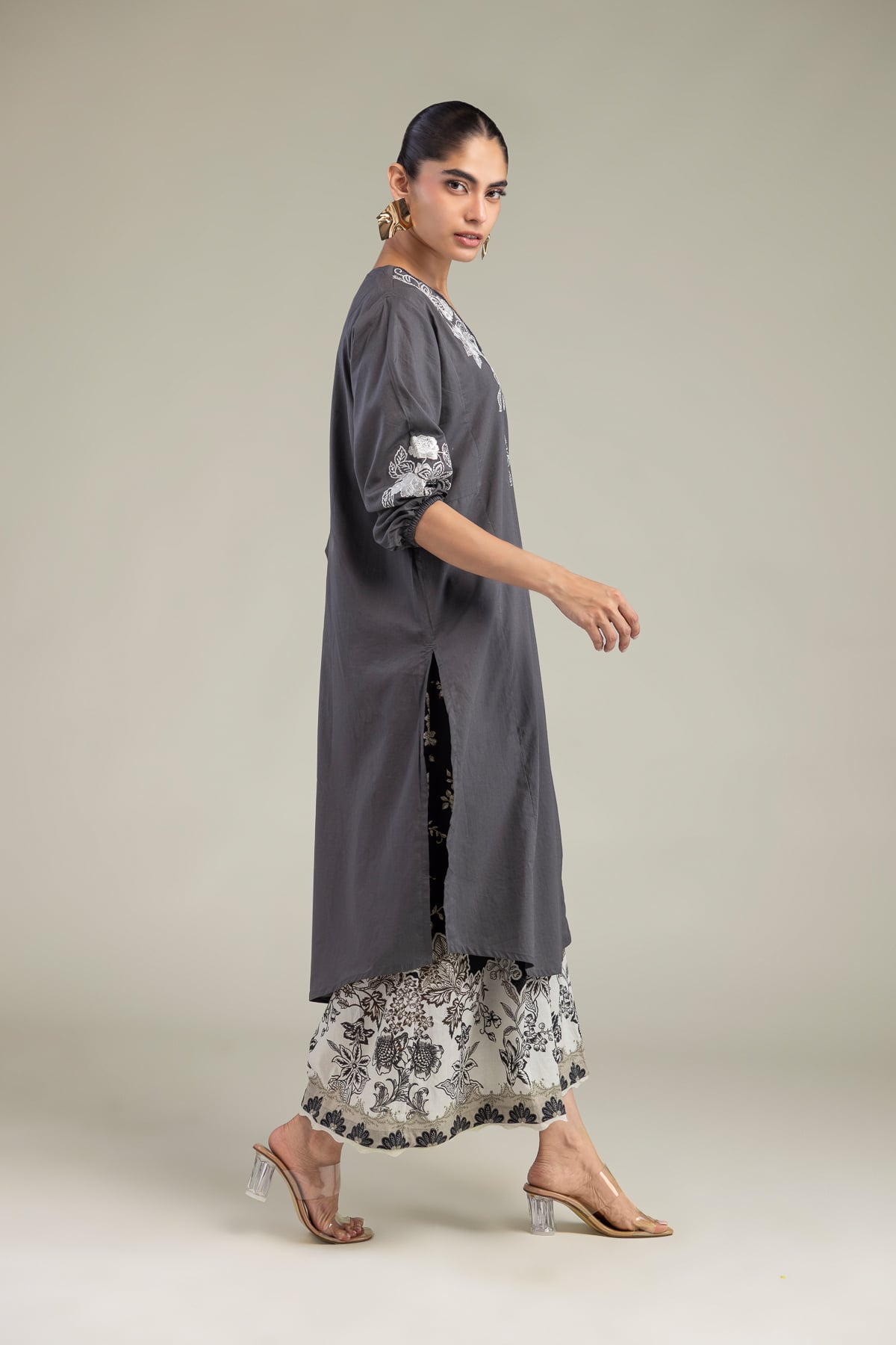 Embroidered Cambric Floral Cambric Pants - 1-26-102-A-F-VG