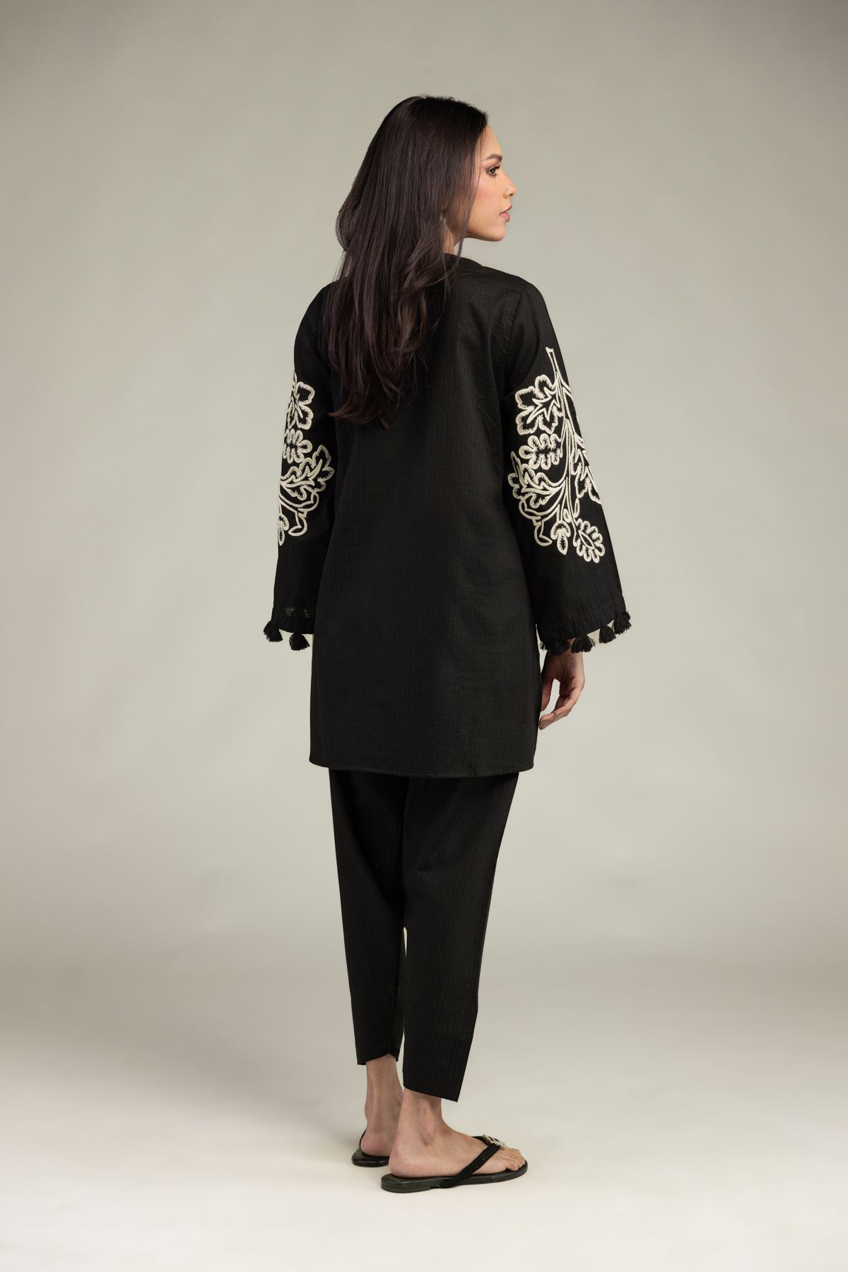 Embroidered Cotton Dobby Black Cotton Kurta - 2-26-210-A-C1-VG