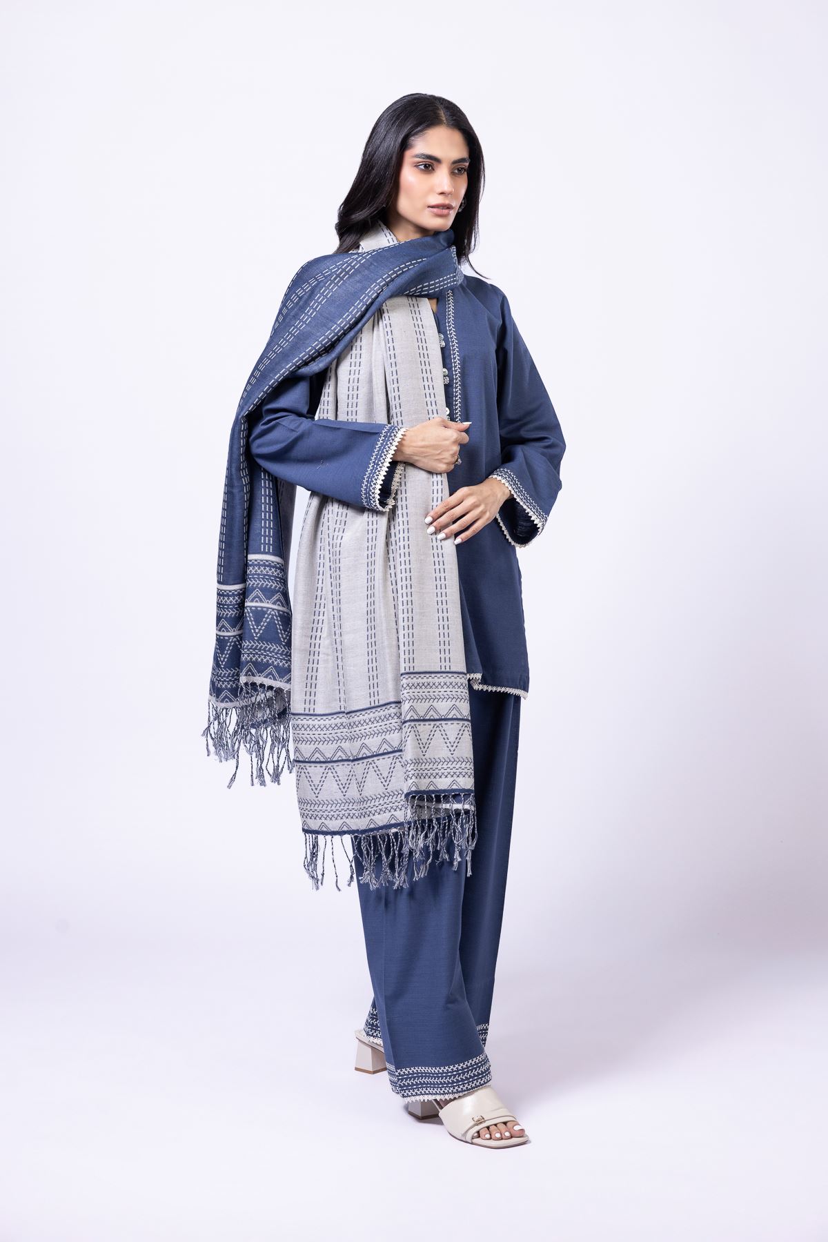 Embroidered Khaddar Pants - 25-10-10E7-04TB-VG