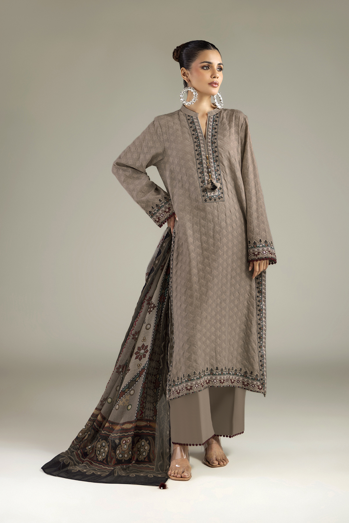 Embroidered Broshia Tailored 3-Piece Set - B1-2-26-106-A-C-VG
