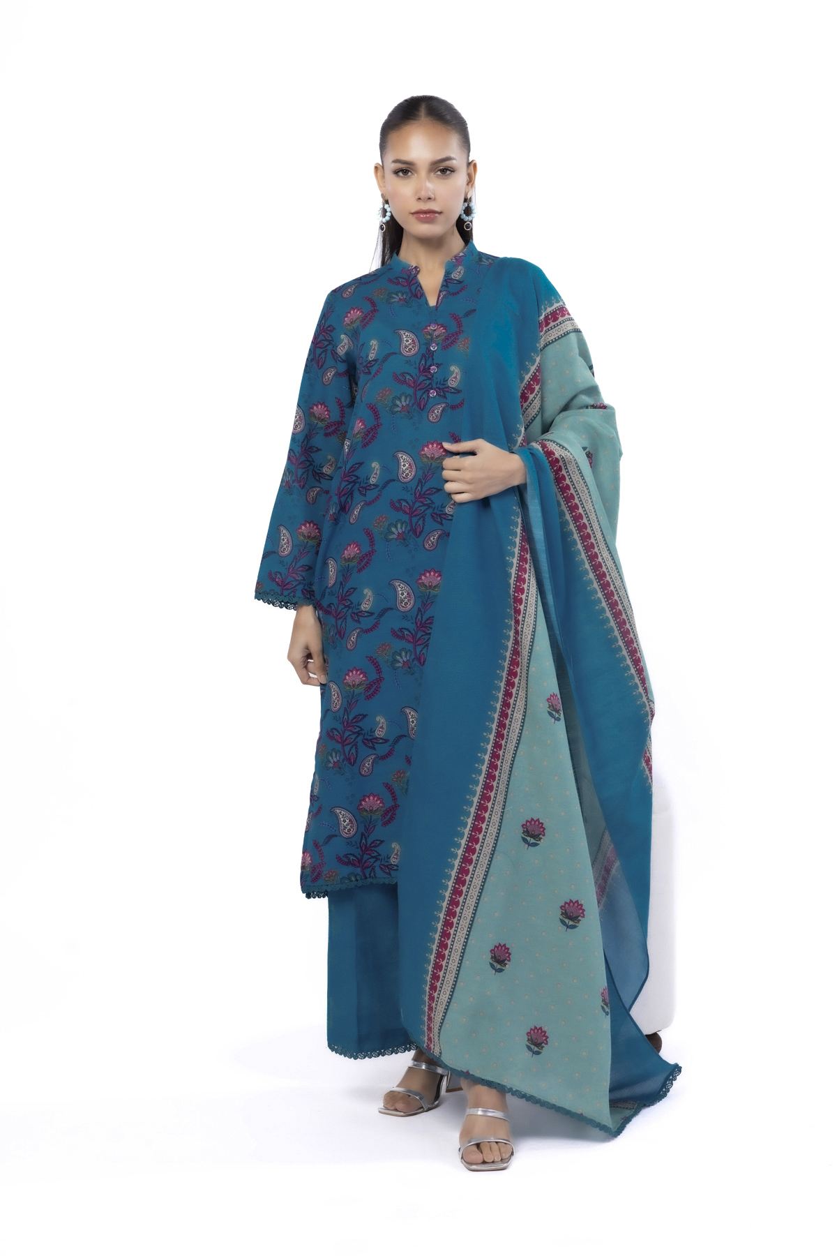 Printed Khaddar Fabrics 3 Piece - KW34A-VG